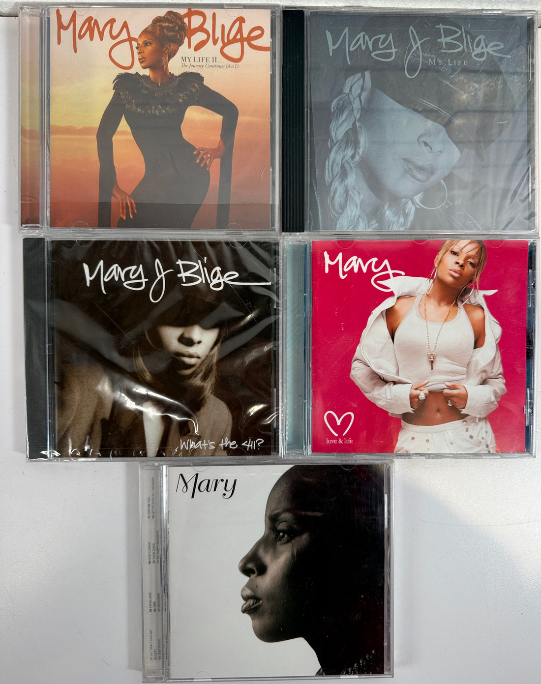 Mary J. Blige CD lot of 5 albums including My Life, What’s The 411? and Love &amp; Life. Classic R&amp;B collection with Japanese pressing included.