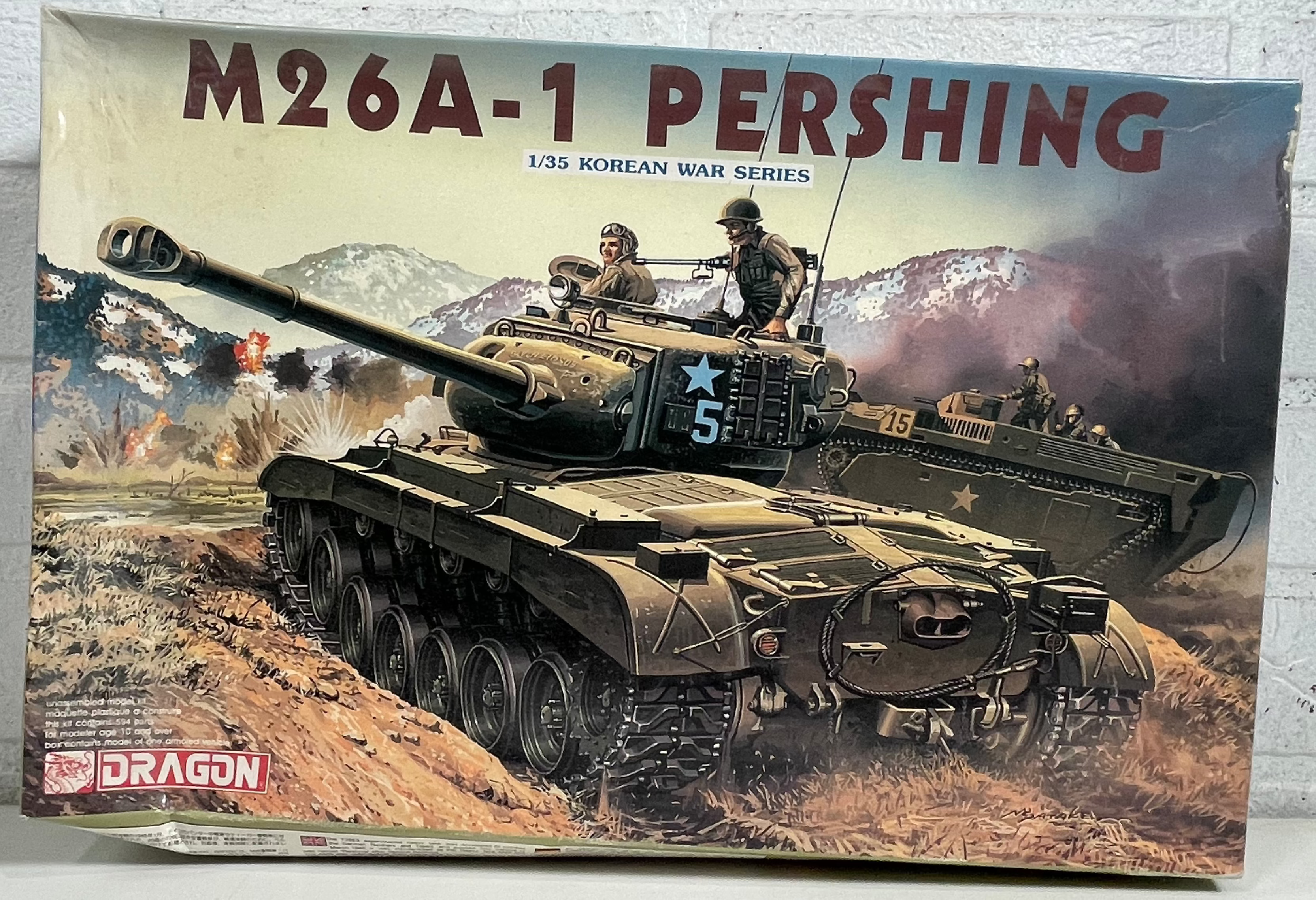 Char lourd Dragon M26A-1 Pershing au 1/35e – Série Guerre de Corée – Kit n° 6801 – Boîte ouverte, scellée à l'intérieur