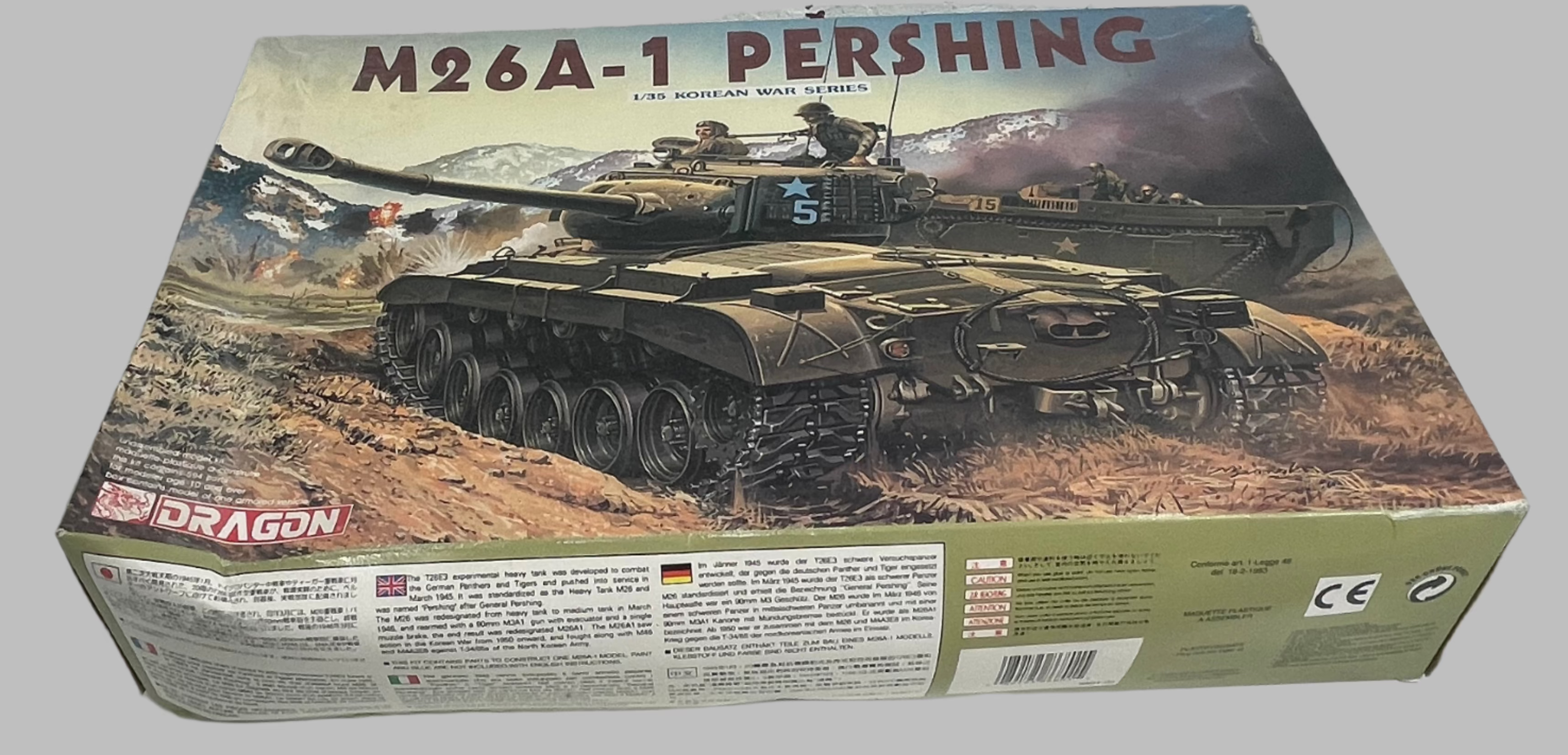 Char lourd Dragon M26A-1 Pershing au 1/35e – Série Guerre de Corée – Kit n° 6801 – Boîte ouverte, scellée à l'intérieur