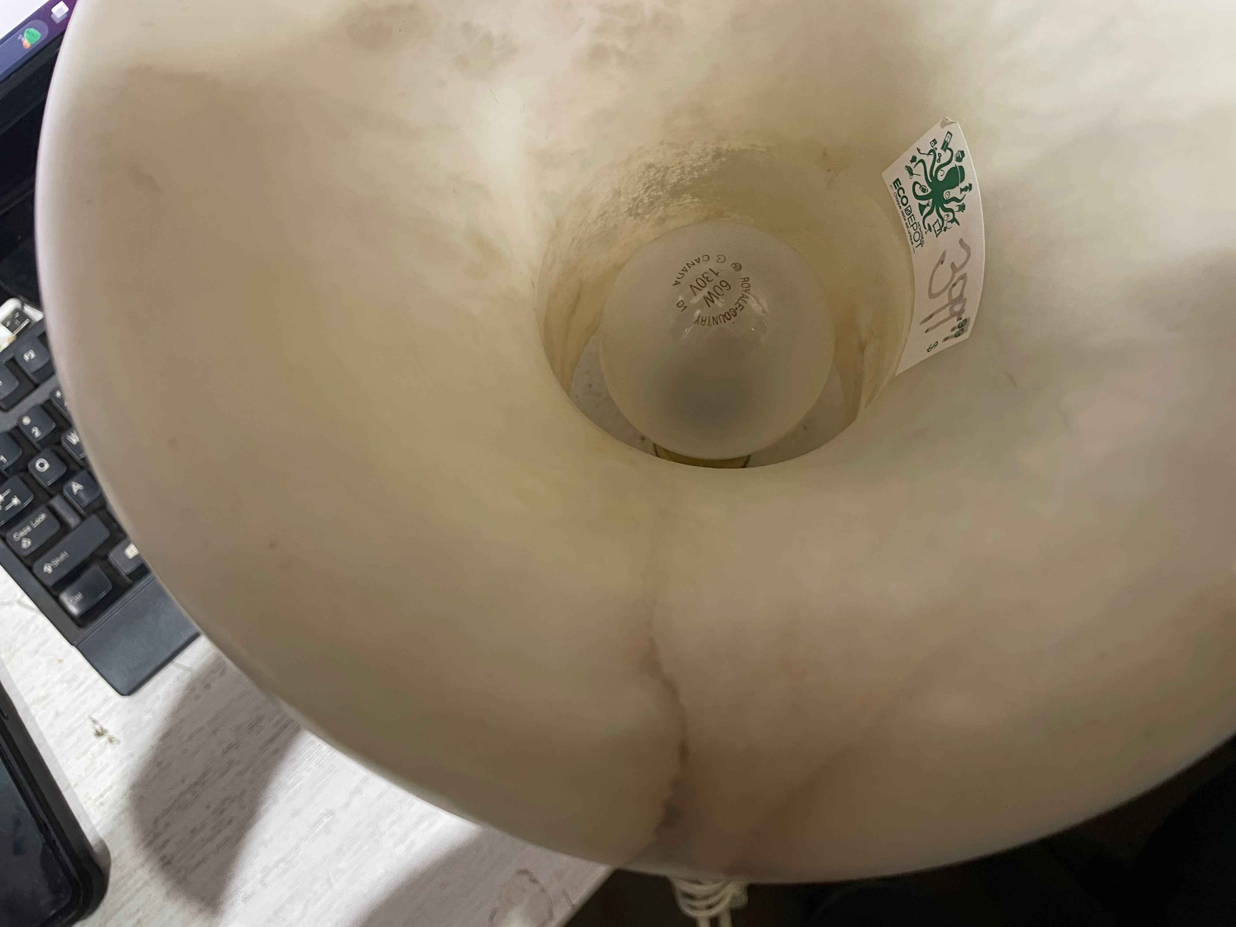 Art Deco Alabaster Urn Campana Table Lamp, Height 34 cm.