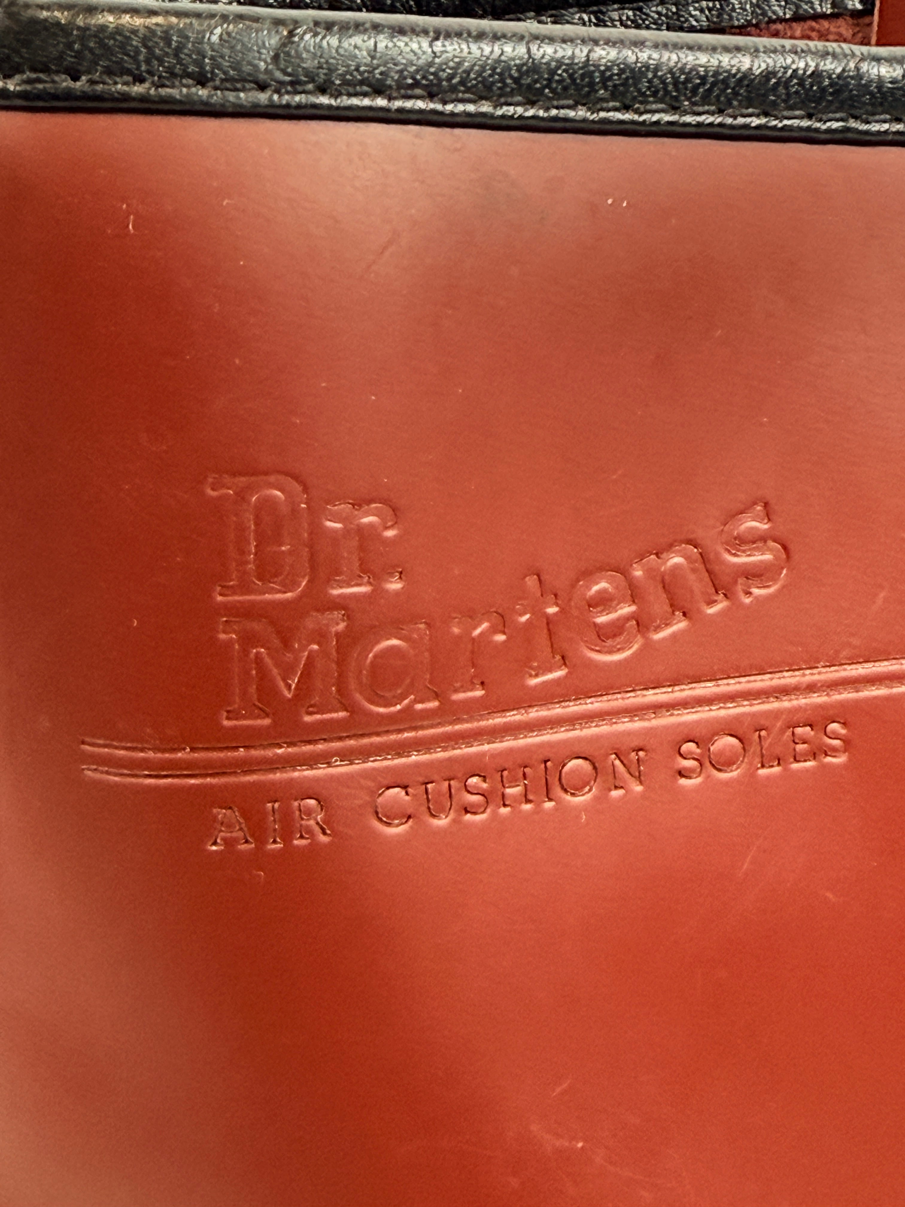 Dr. Martens cherry red 8 eye leather boots womens US 8 UK 6 classic 1460 style air cushioned sole preowned in very good condition.