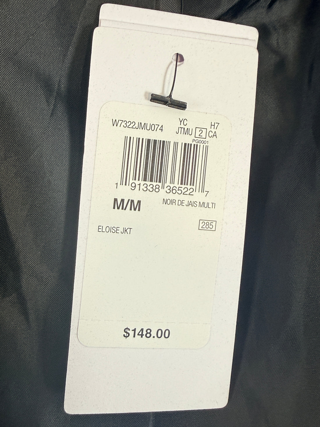 Veste Moto Eloise GUESS, Avant Zippé Mixte Noir, Taille M.