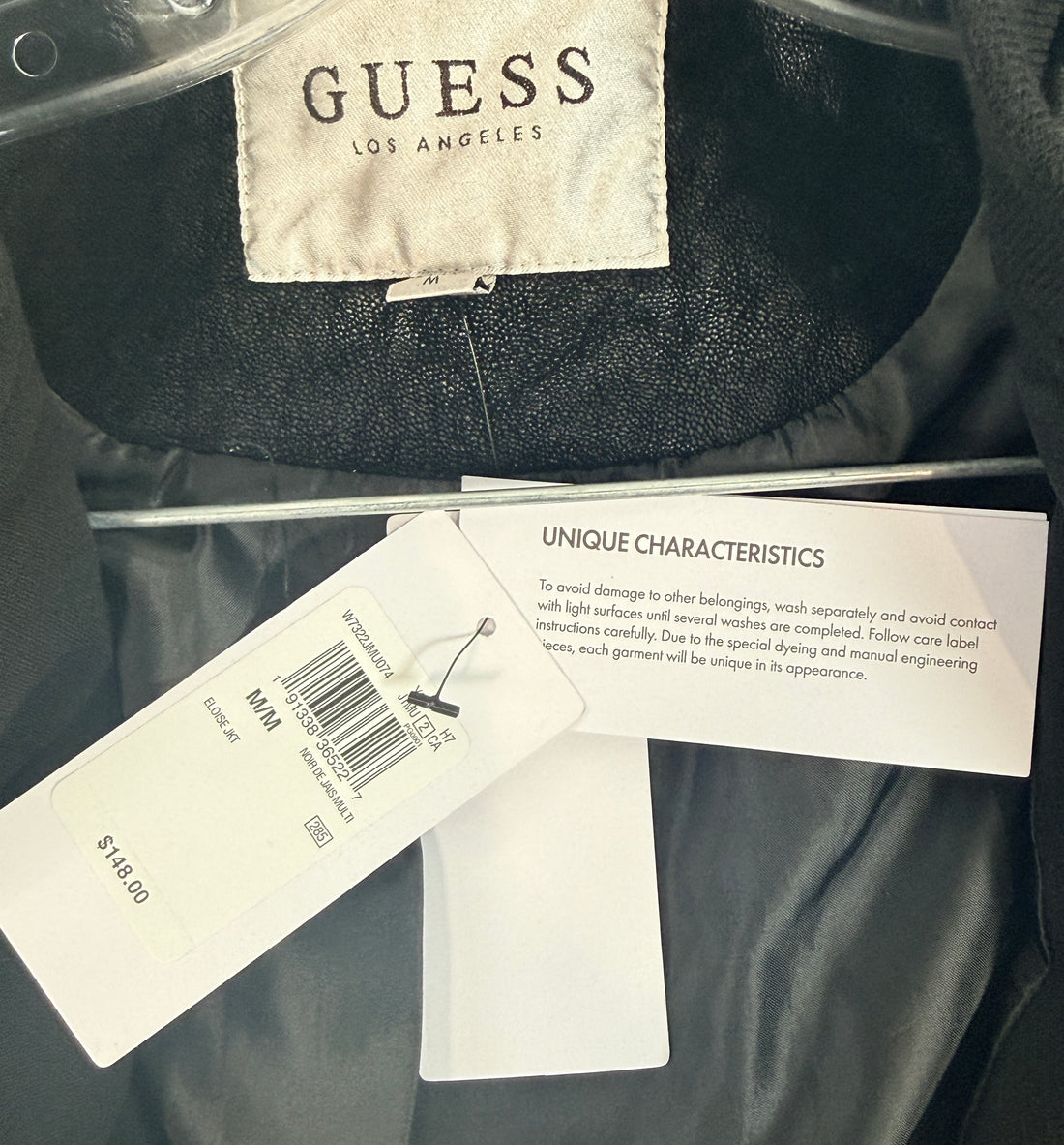 GUESS Eloise moto jacket black mixed media women’s size medium new with tags. Quilted faux leather style with zip front and stretch comfort panels.