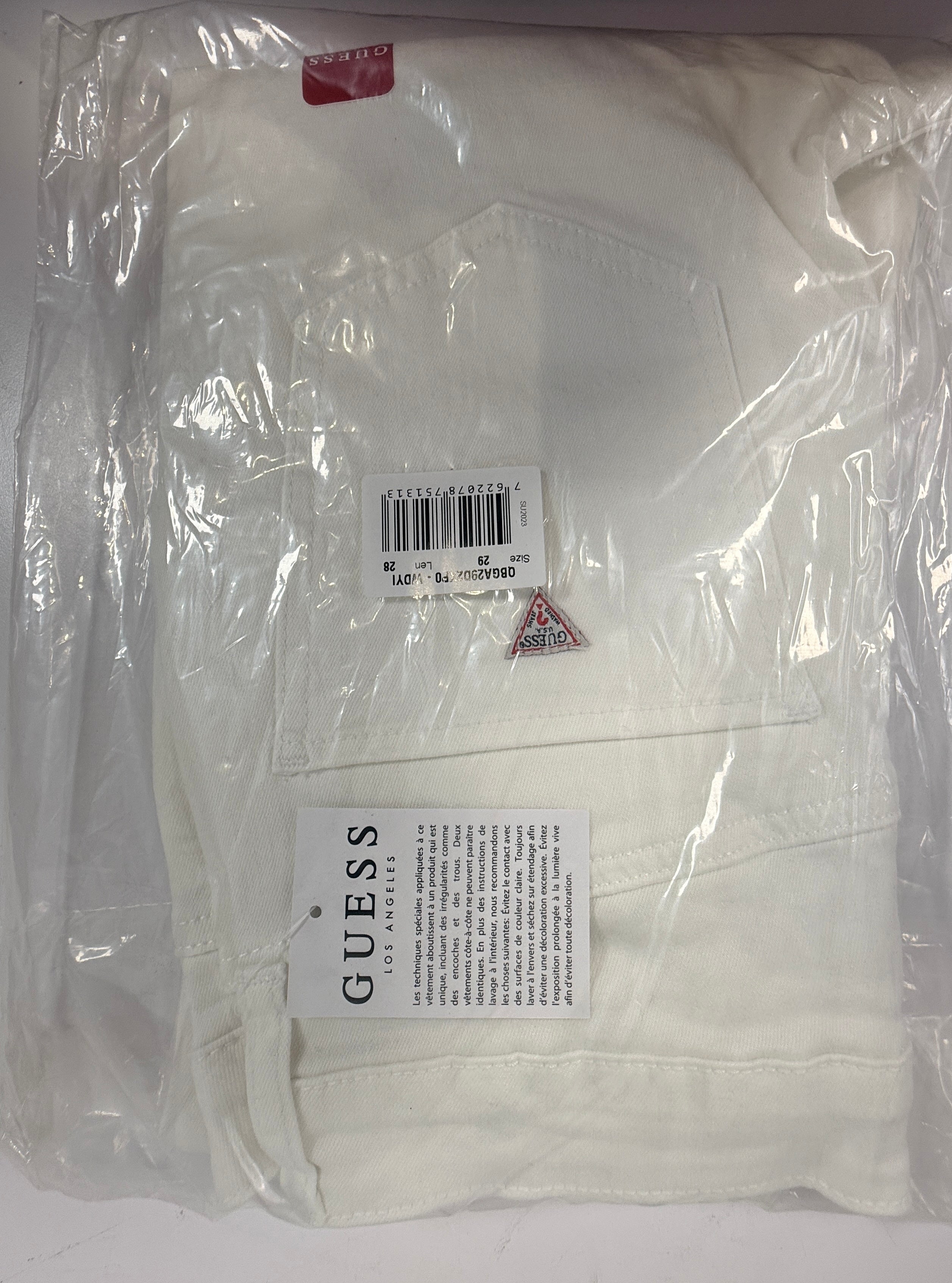 GUESS, Jean Skinny Taille Haute Simone, Blanc Destroyed, 29x28, Neuf avec étiquette.