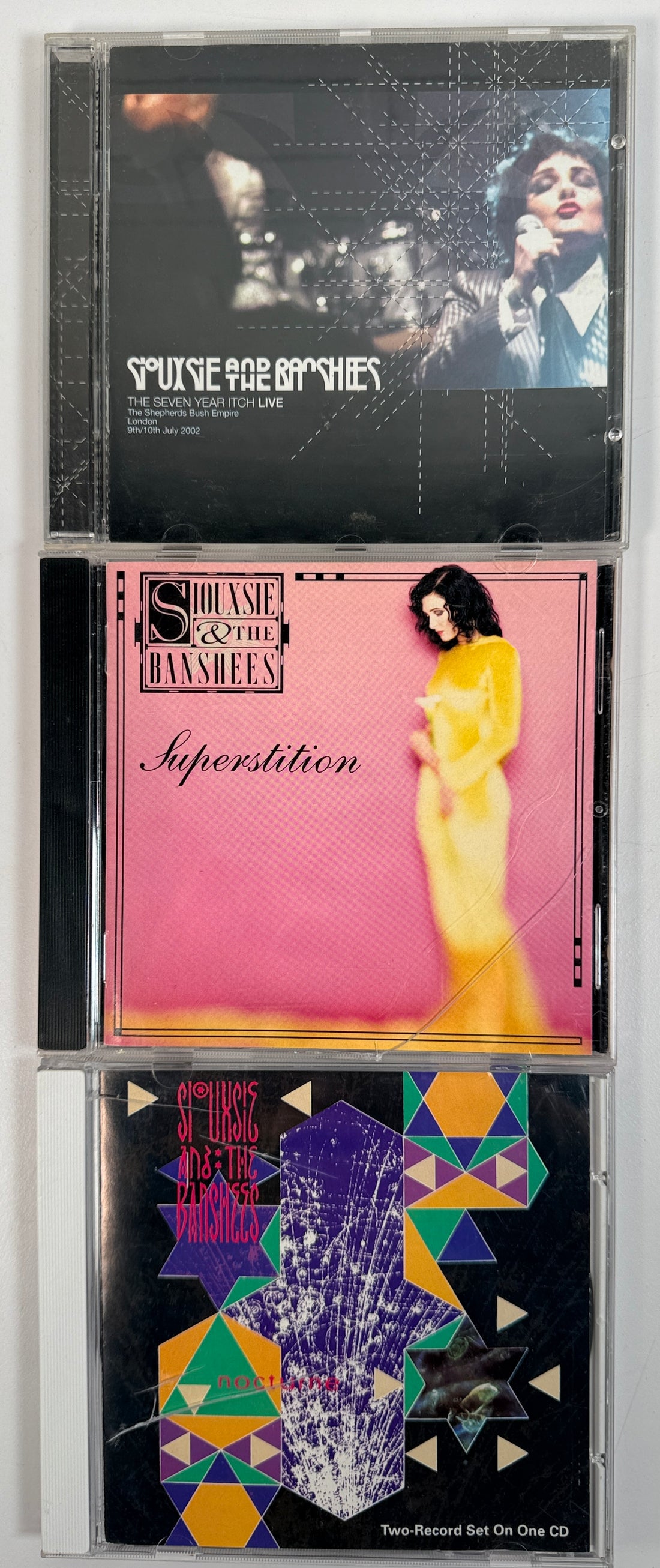 Siouxsie and the Banshees CD lot with Nocturne, Superstition and Seven Year Itch Live. Classic goth post-punk collection with original cases.