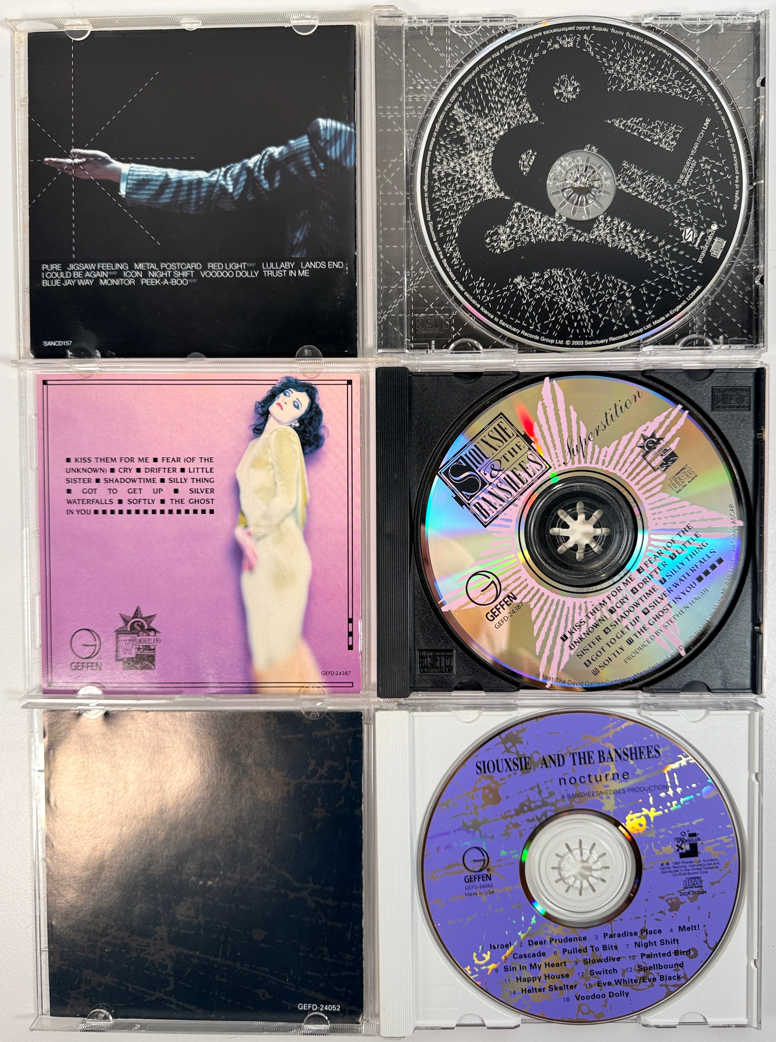 Siouxsie and the Banshees CD lot with Nocturne, Superstition and Seven Year Itch Live. Classic goth post-punk collection with original cases.