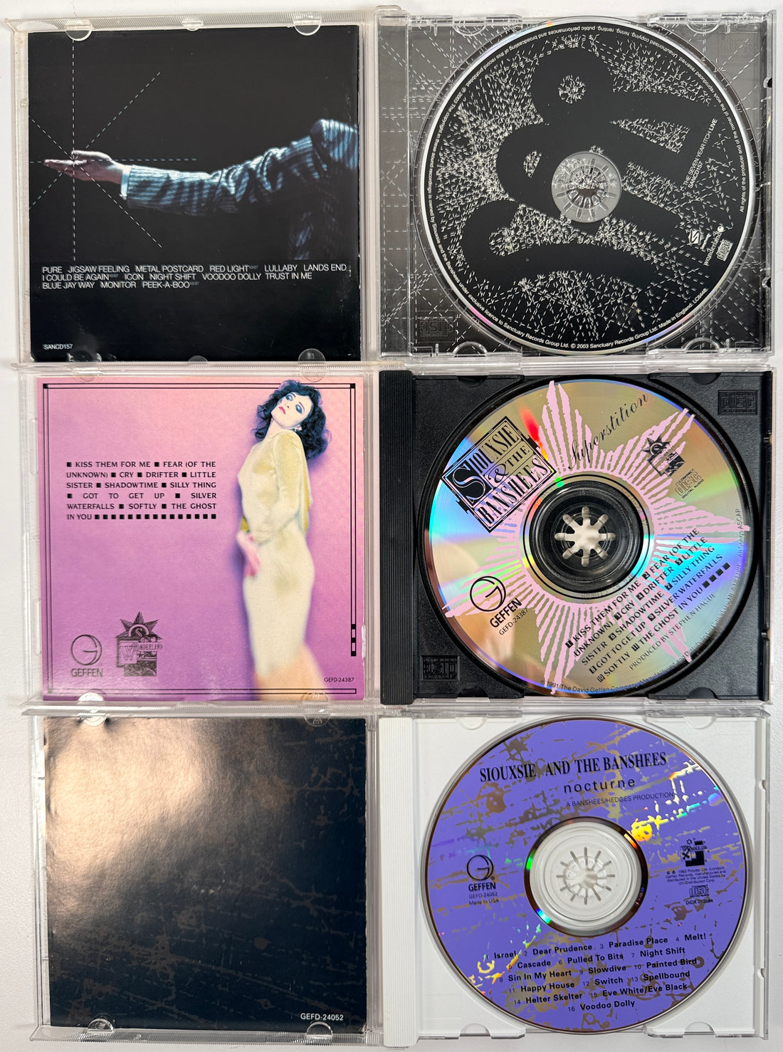Siouxsie and the Banshees CD lot with Nocturne, Superstition and Seven Year Itch Live. Classic goth post-punk collection with original cases.