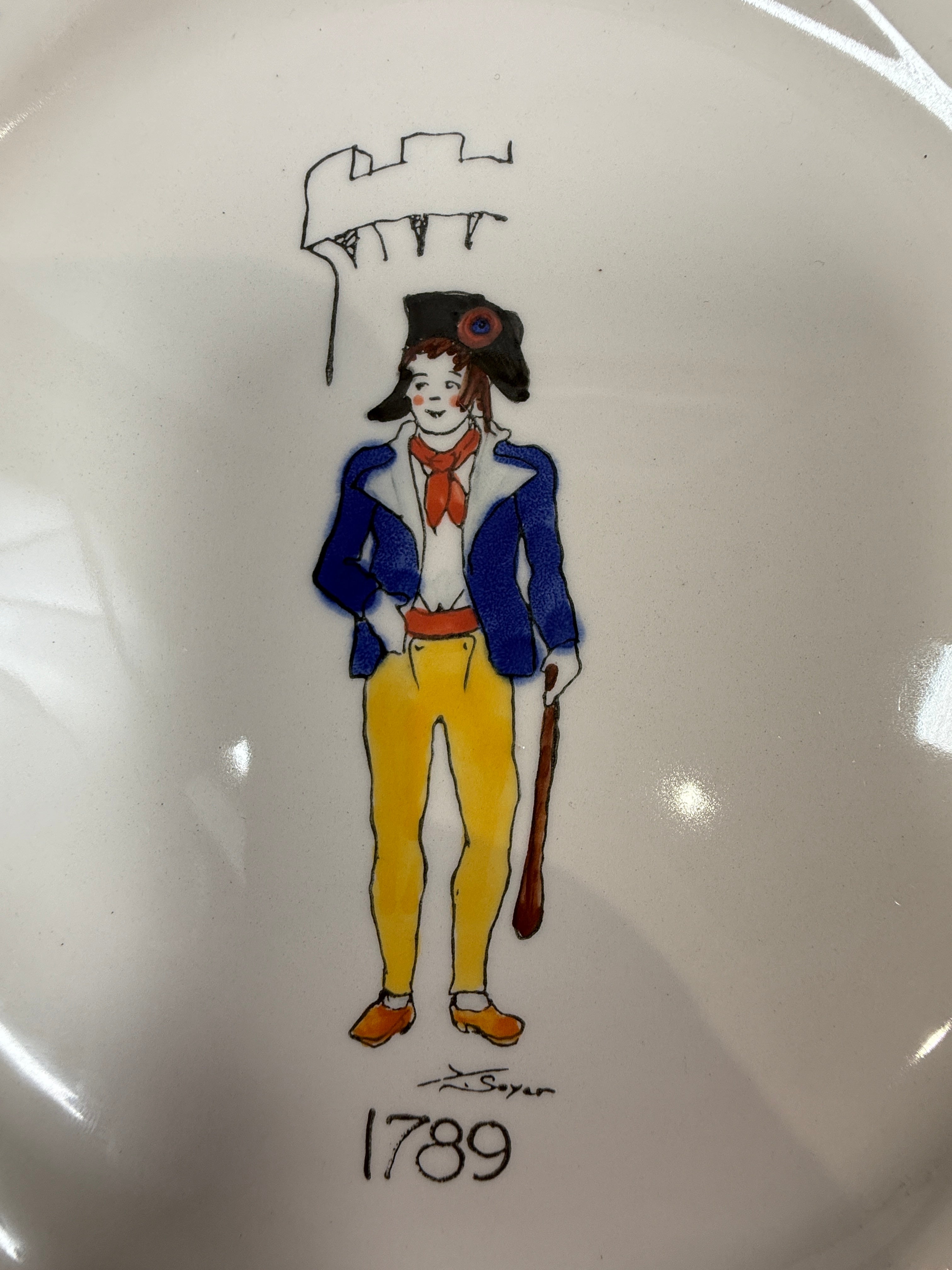 Vintage French Faience Plates Set of  2, – Poët-Laval 1989 Bicentenaire Hand-Painted