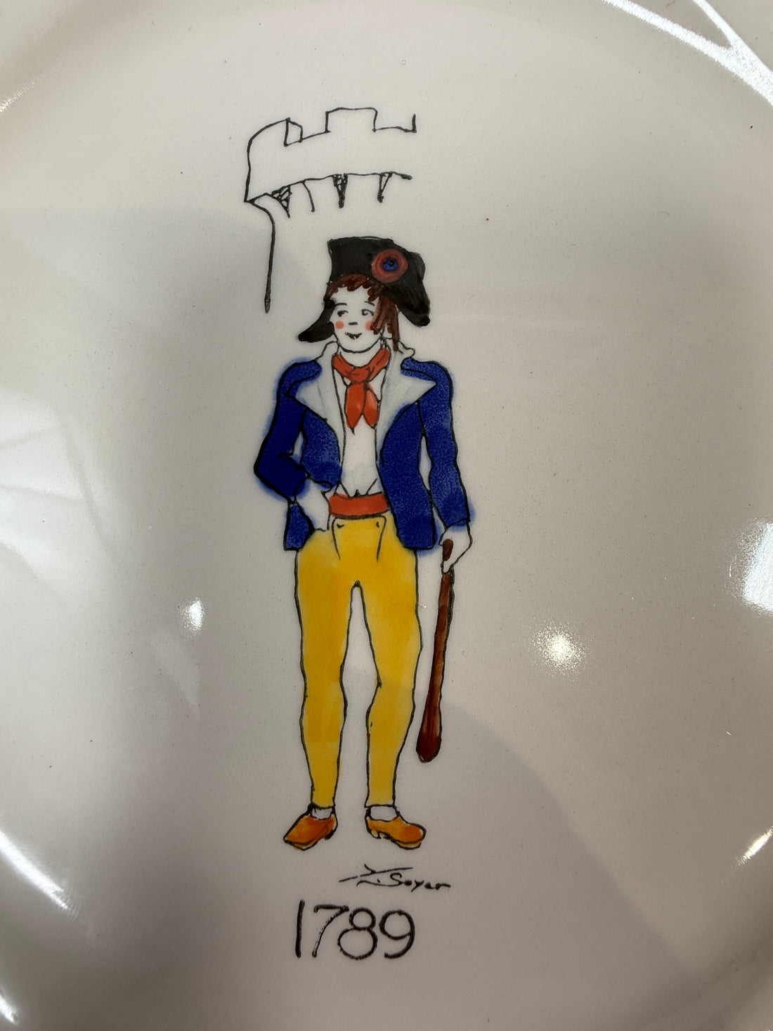 Vintage French Faience Plates Set of  2, – Poët-Laval 1989 Bicentenaire Hand-Painted