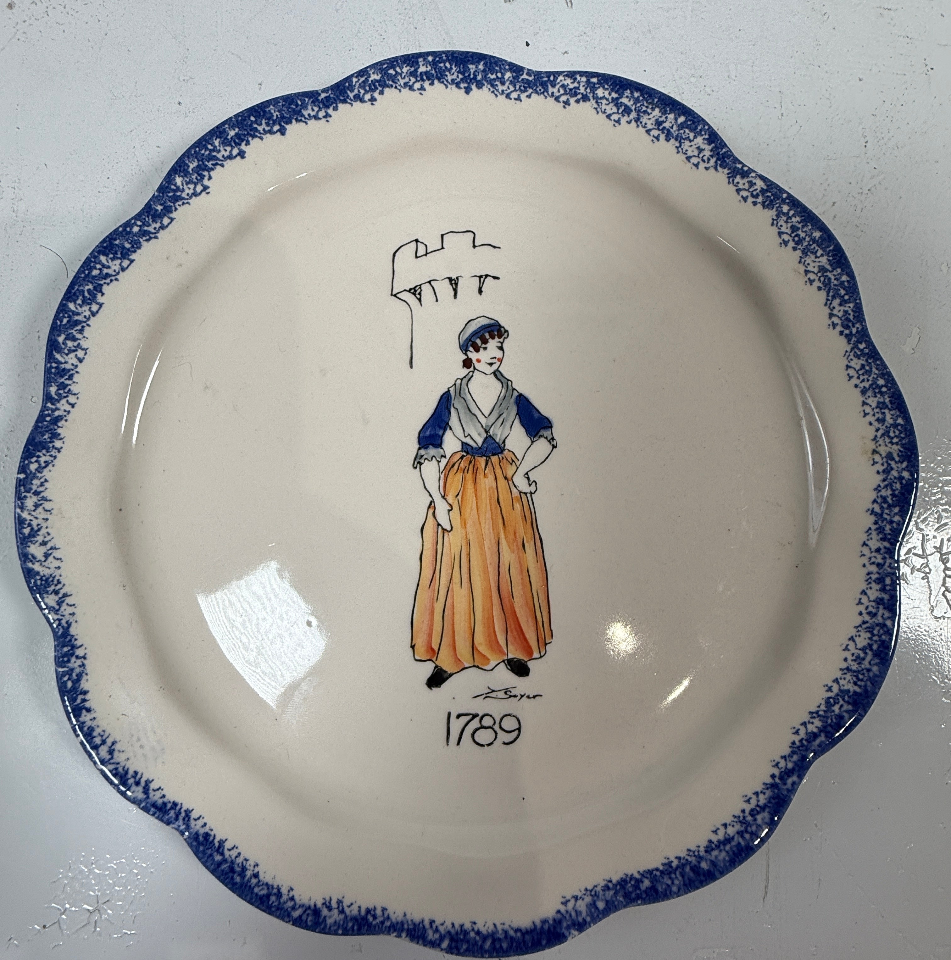 Vintage French Faience Plates Set of  2, – Poët-Laval 1989 Bicentenaire Hand-Painted