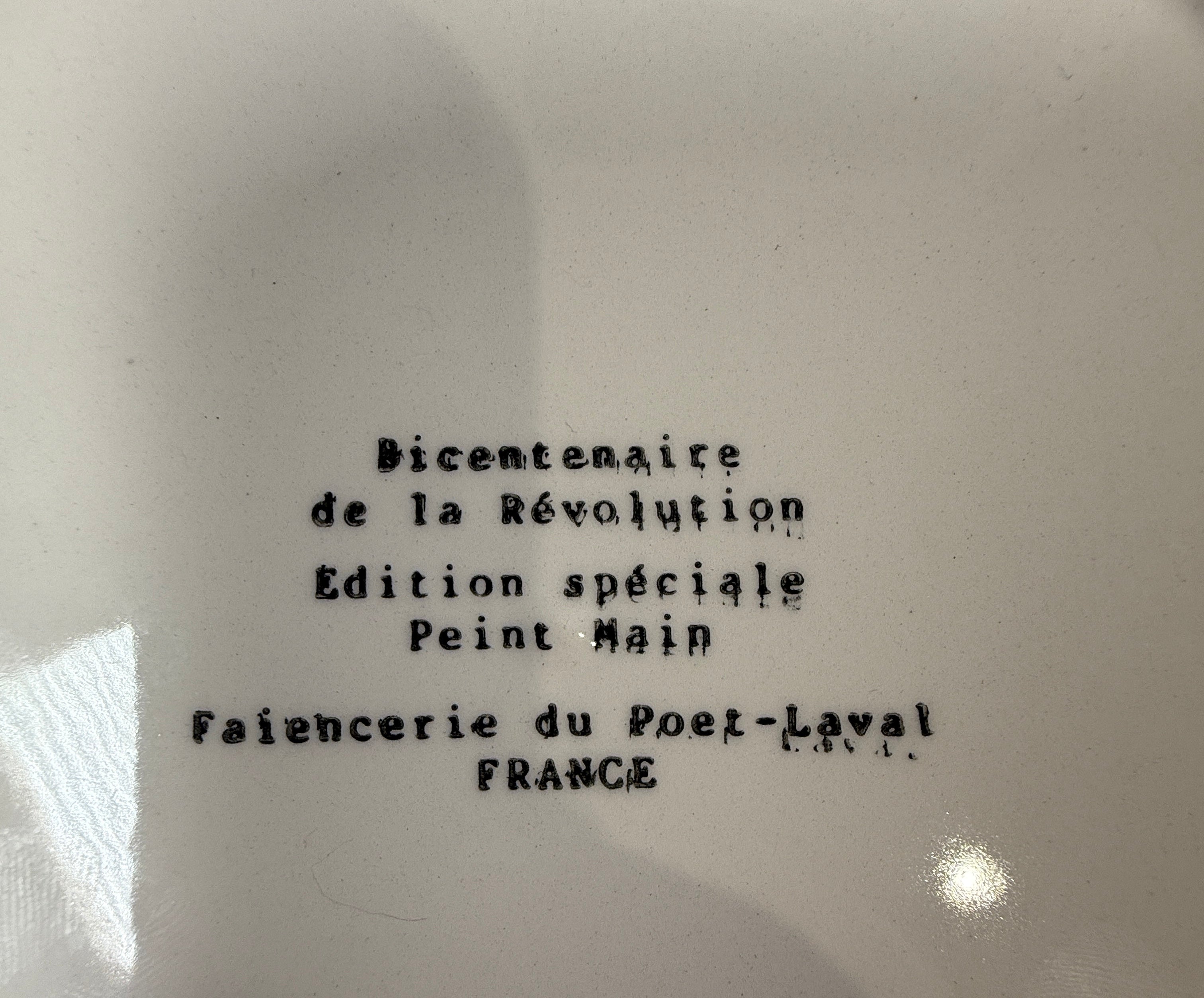 Vintage French Faience Plates Set of  2, – Poët-Laval 1989 Bicentenaire Hand-Painted