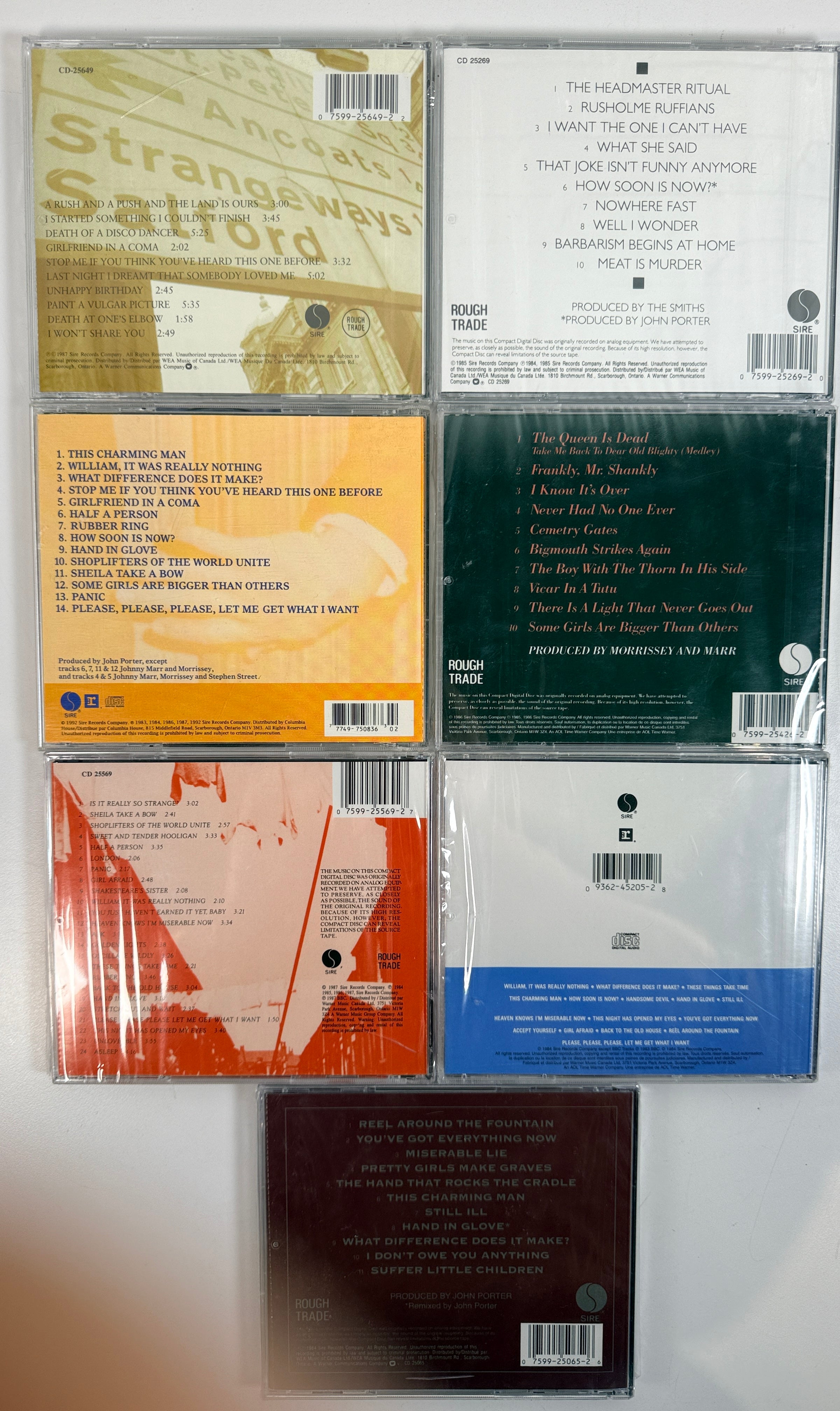 The Smiths, lot de 7 CD, Queen Is Dead, Hatful of Hollow, Strangeways, Morrissey.