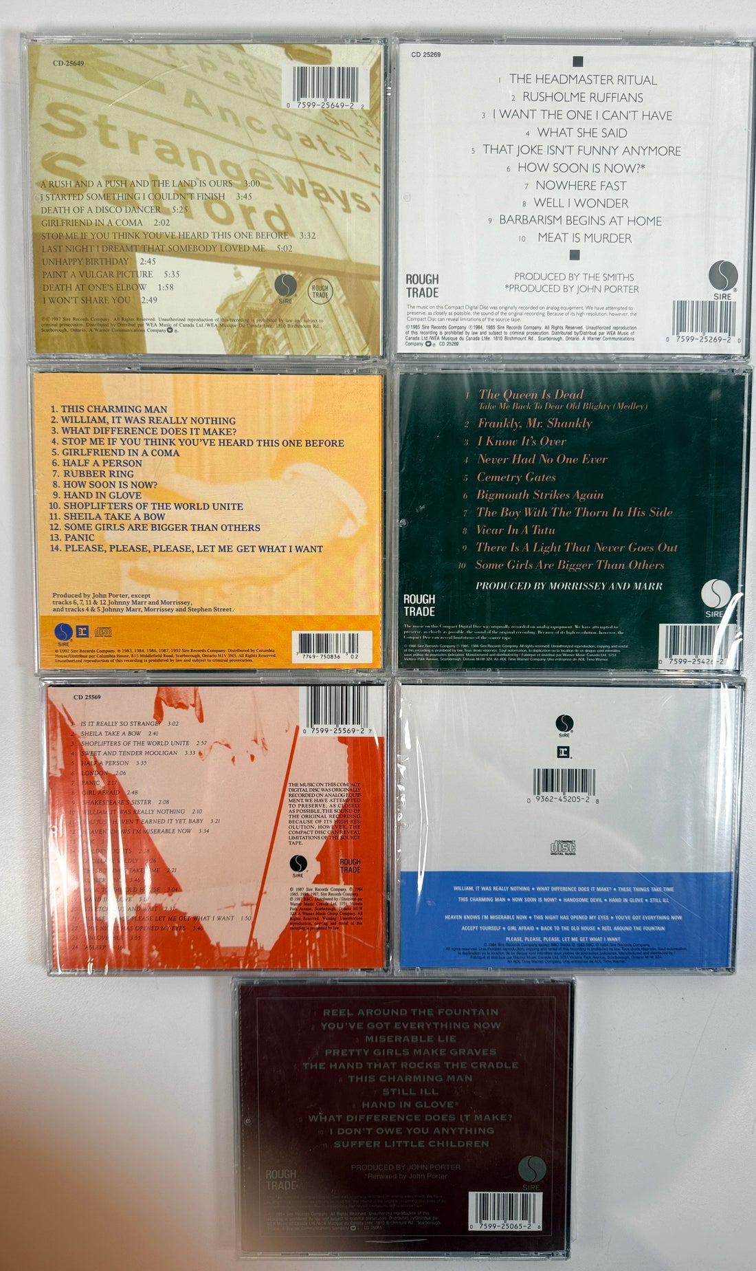 The Smiths, lot de 7 CD, Queen Is Dead, Hatful of Hollow, Strangeways, Morrissey.