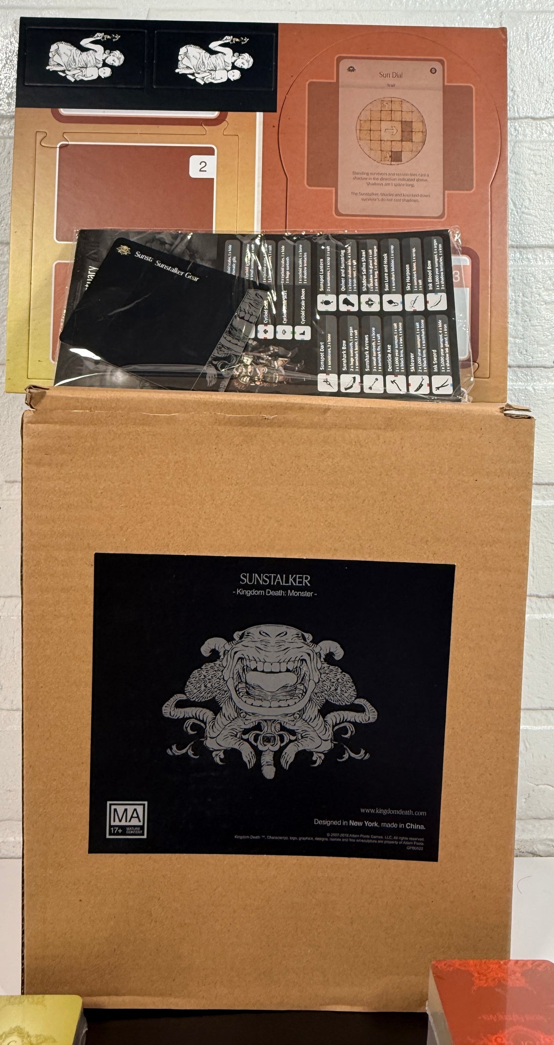 Kingdom Death Monster Sunstalker Expansion complete in original box with cards, minis and book. Rare collectible KDM expansion ready for play.