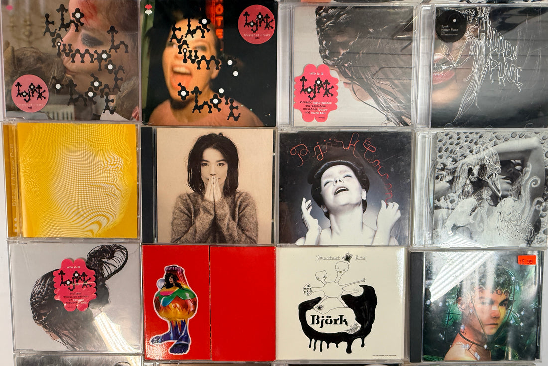 Björk CD collection lot with rare singles, imports, live releases and albums including Debut, Volta, Vespertine and Greatest Hits. Collector bundle