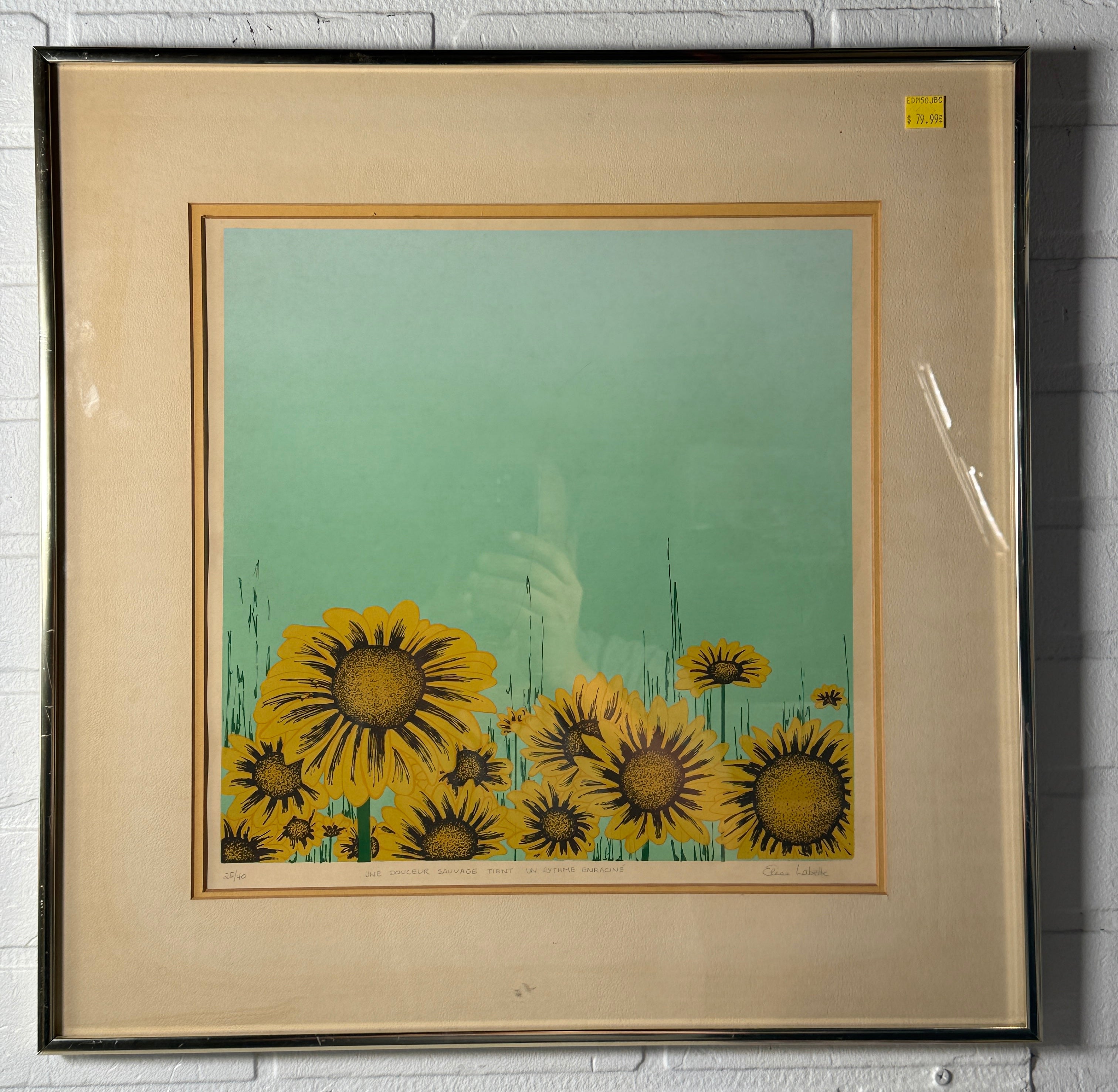 Élise Labelle Serigraph – Sunflowers, Signed 26/60 (c.1970s)