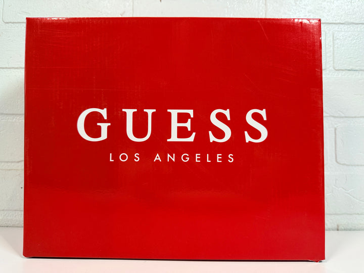 GUESS black platform ankle boots with faux fur trim, lace-up front, side zip and chunky heel. New in box designer women’s fashion boots.