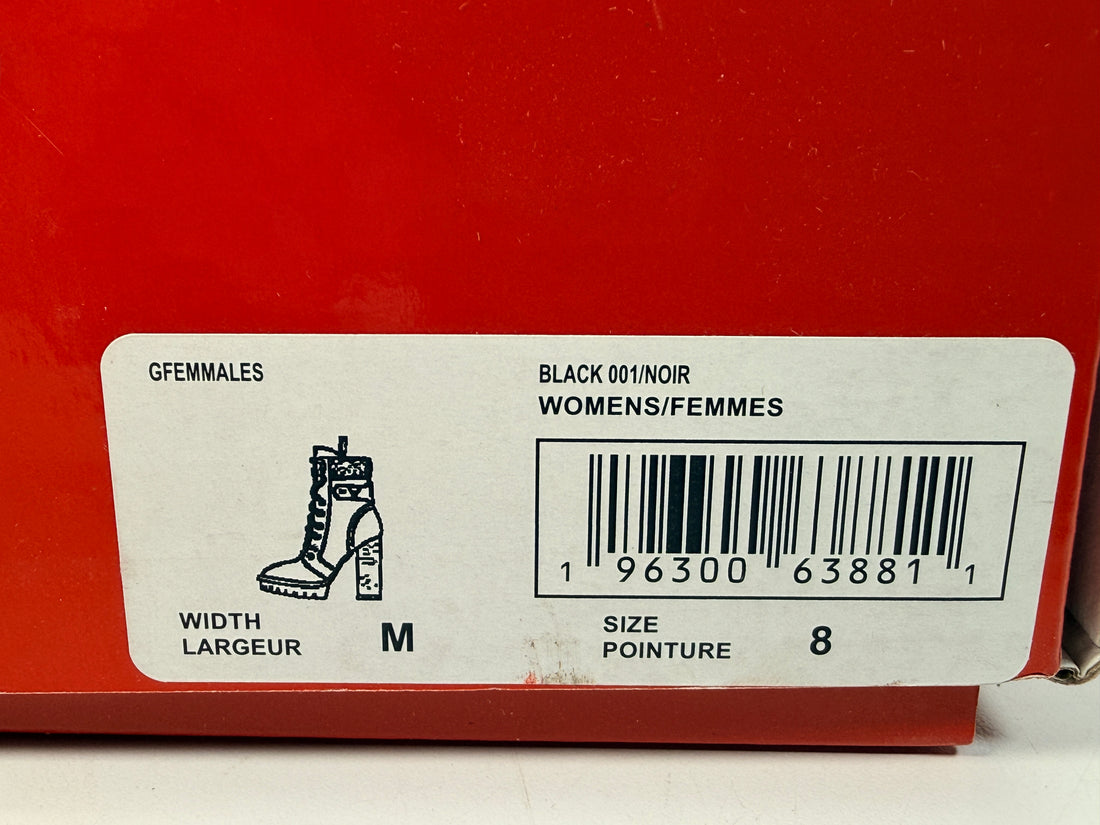 GUESS, Bottines à talons compensés et ornées de fausse fourrure, Noir, Neuves, dans leur boîte d'origine.