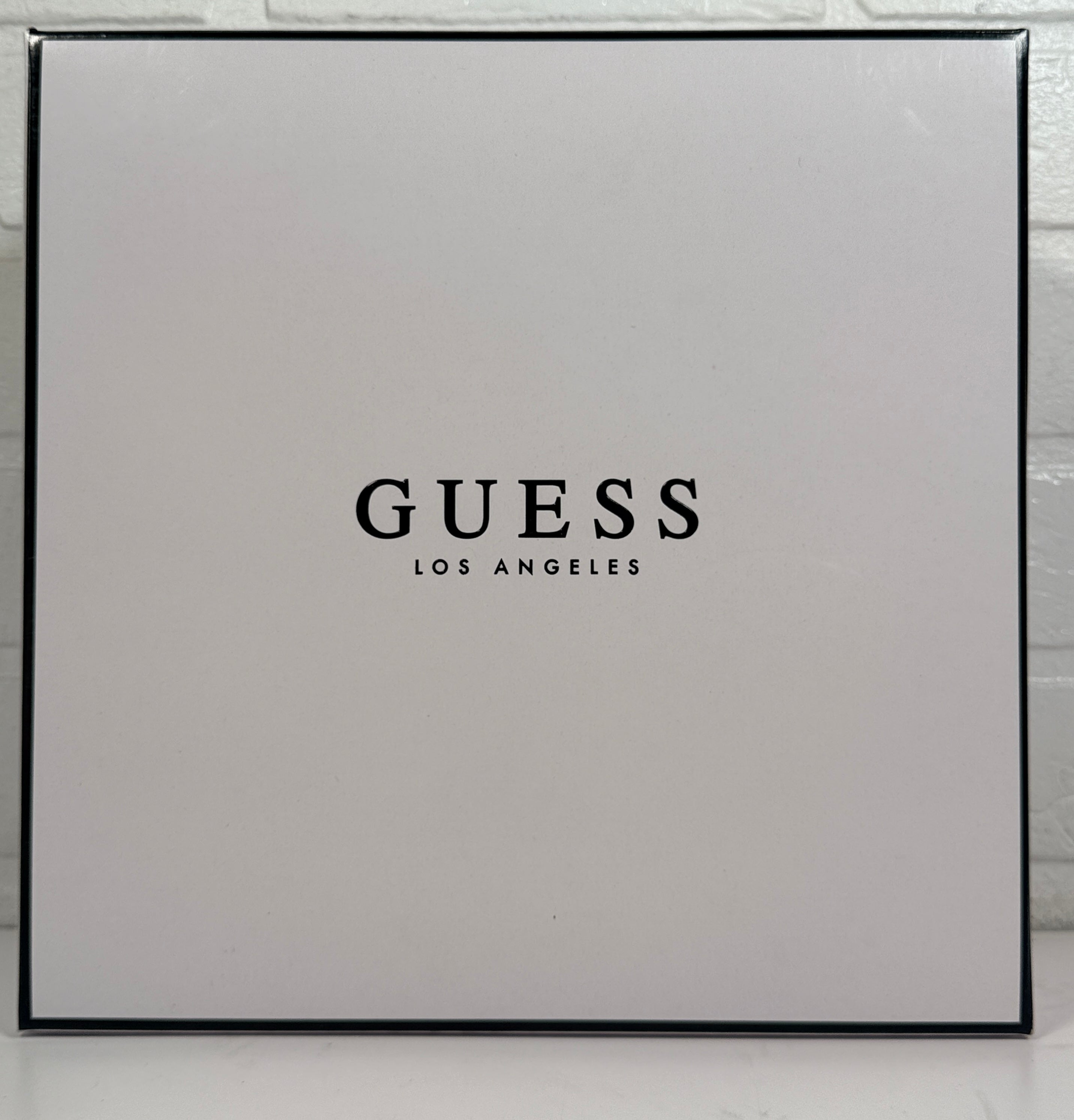 GUESS Allison gingham block heel sandals size 8 black white open toe mule heels new in box stylish women’s statement shoes with original packaging.