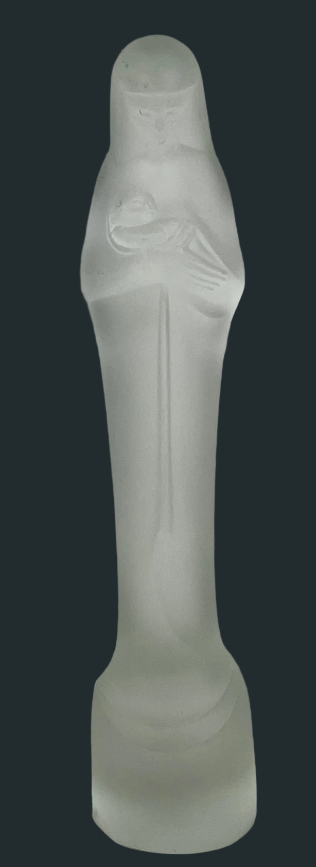 Madonna & Baby Frosted Glass Statue Stef Uiterwaal GSUL Leerdam Vintage 9.5" EXC