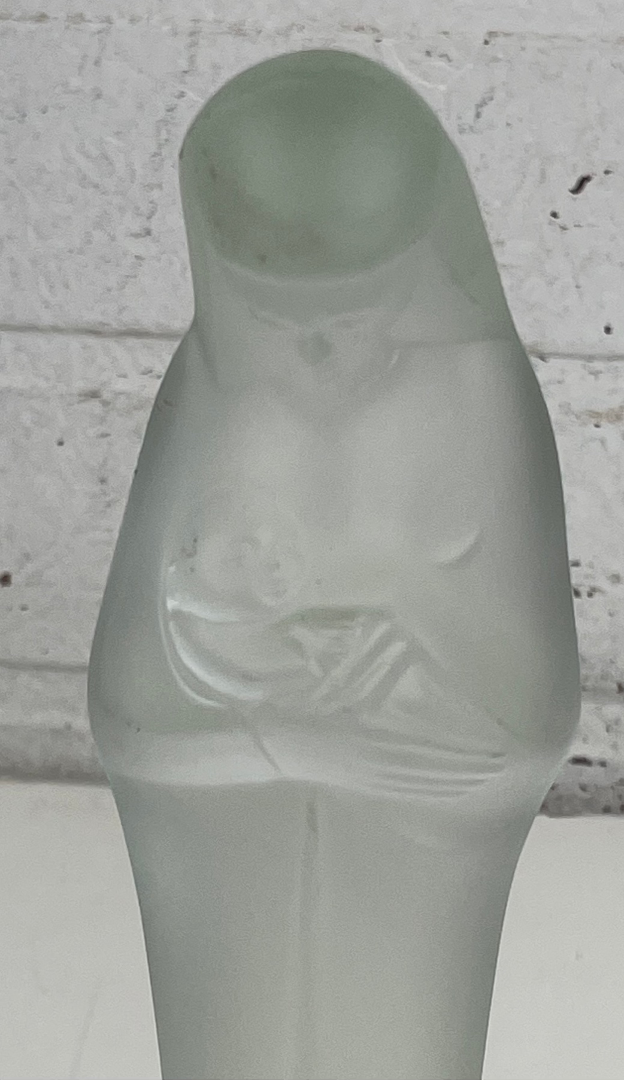 Madonna & Baby Frosted Glass Statue Stef Uiterwaal GSUL Leerdam Vintage 9.5" EXC