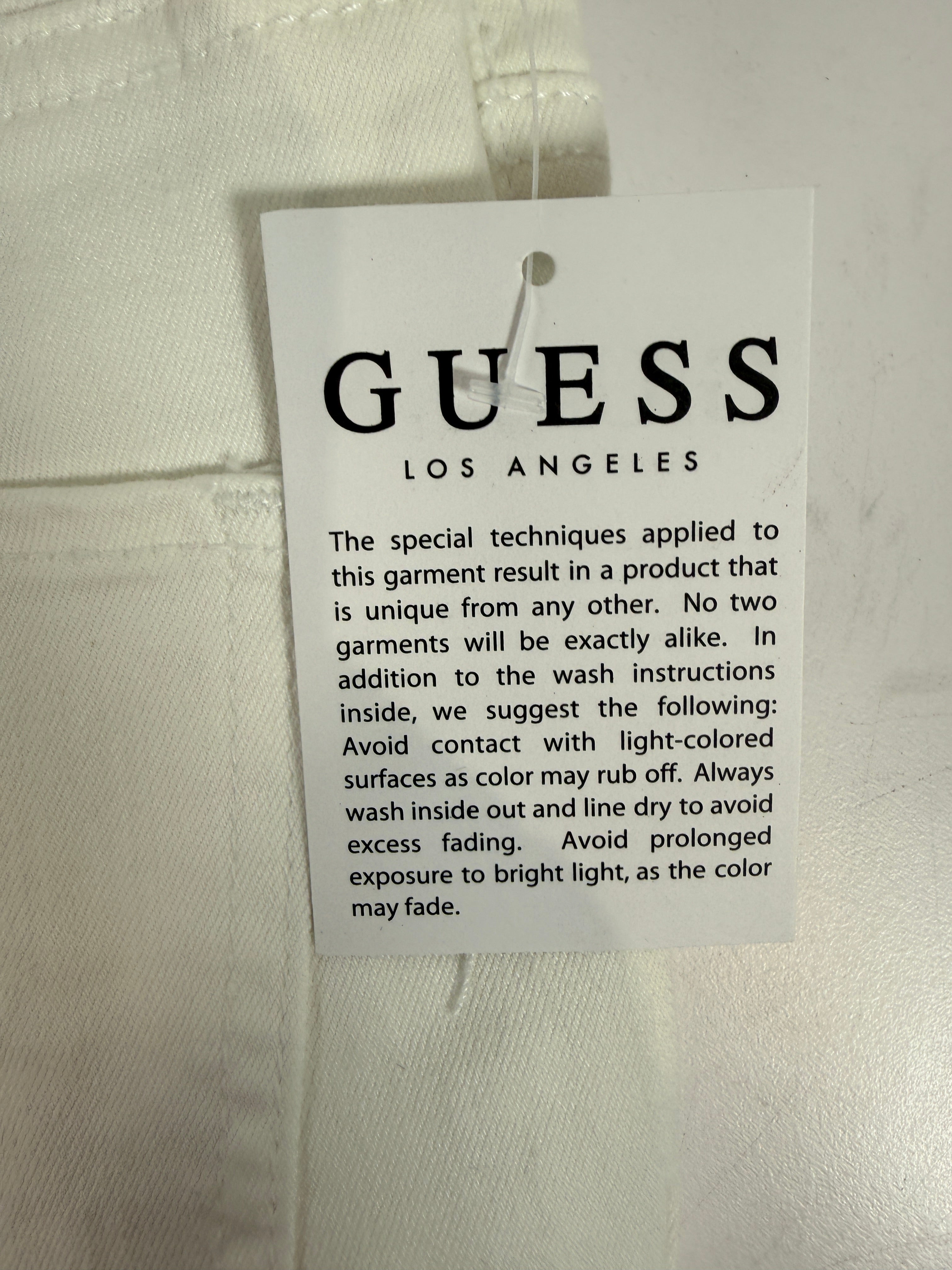 GUESS, Jean Skinny Taille Haute Simone, Blanc Destroyed, 29x28, Neuf avec étiquette.