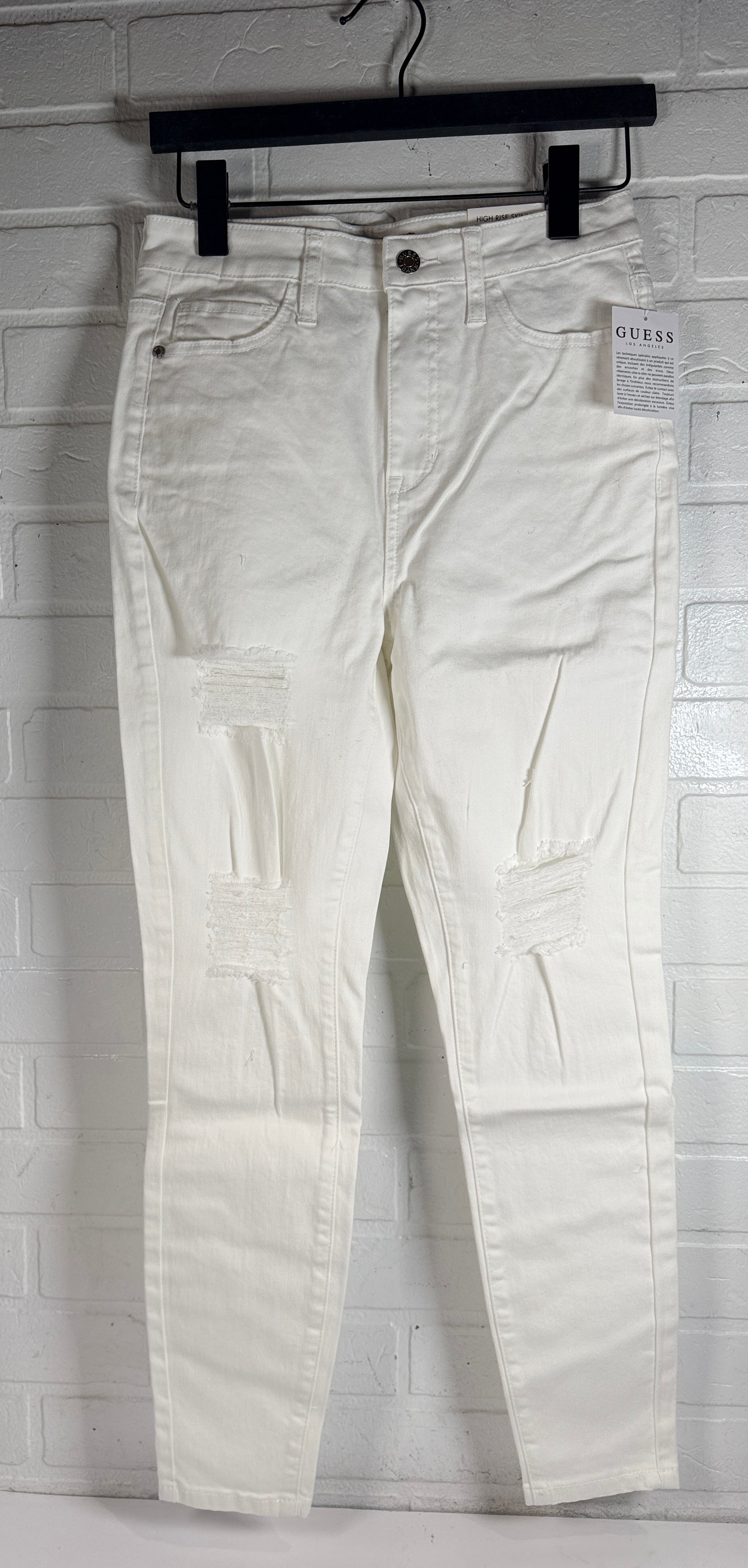 GUESS Simone High Rise Skinny Jeans White Destroyed Size 29x28 New With Tags Stretch Denim Women’s Designer Jeans Fast Shipping Montreal.