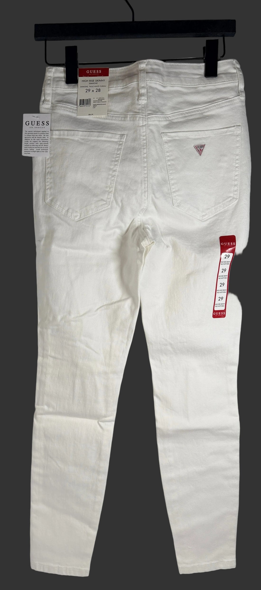 GUESS Simone High Rise Skinny Jeans White Destroyed Size 29x28 New With Tags Stretch Denim Women’s Designer Jeans Fast Shipping Montreal.