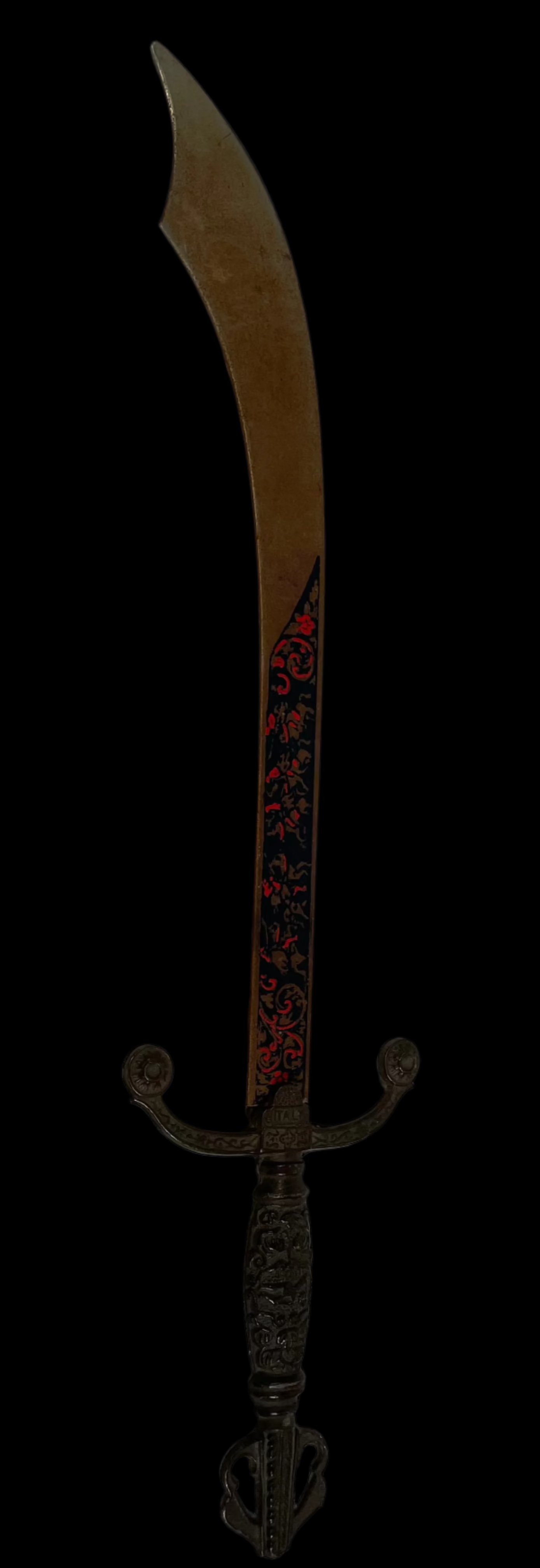 Vintage Italian Decorative Sword Letter Opener – Ornate Scimitar Blade
