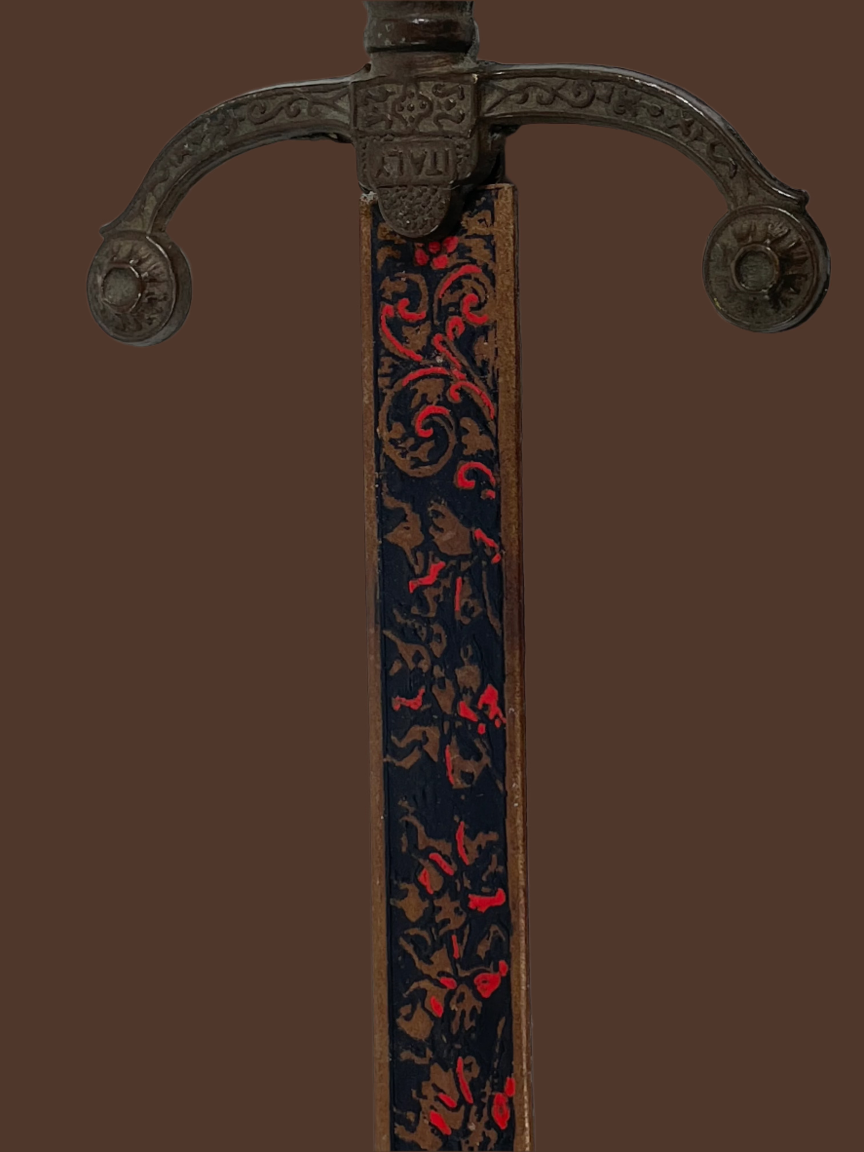 Vintage Italian Decorative Sword Letter Opener – Ornate Scimitar Blade