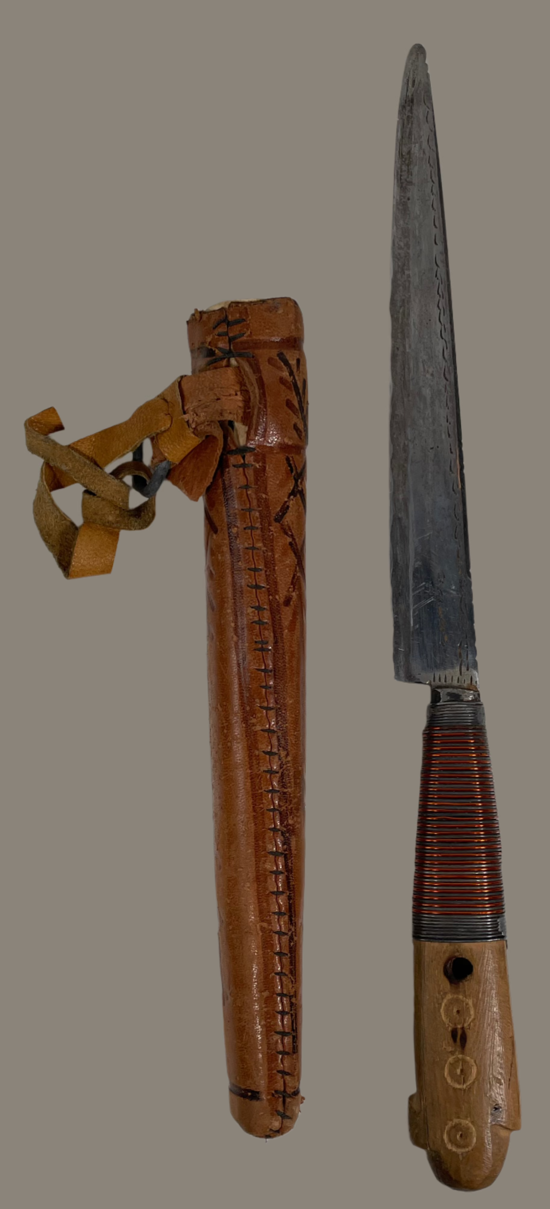 Handcrafted Tribal-Style Dagger / Letter Opener – Forged Steel, Wood & Copper – Vintage Look