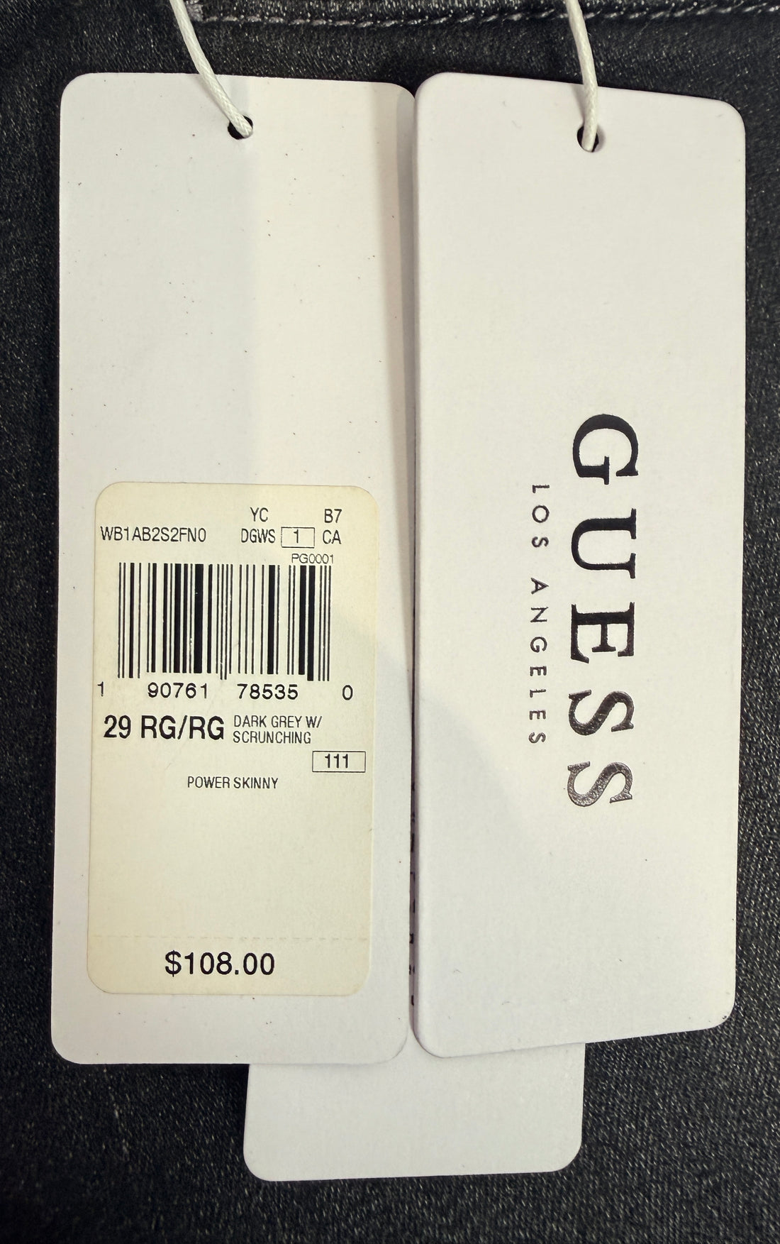 GUESS Power Stretch Skinny jeans women’s size 29 regular dark grey wash new with tags. Stretch denim with ankle zips and logo detail.