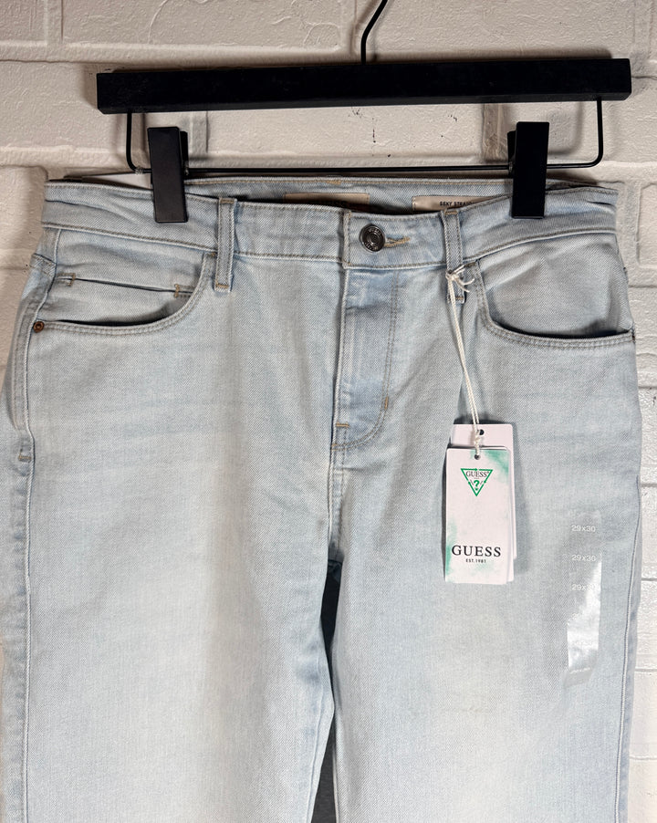 GUESS ECO, Jean droit sexy taille mi-haute, bleu délavé clair, 29x30.