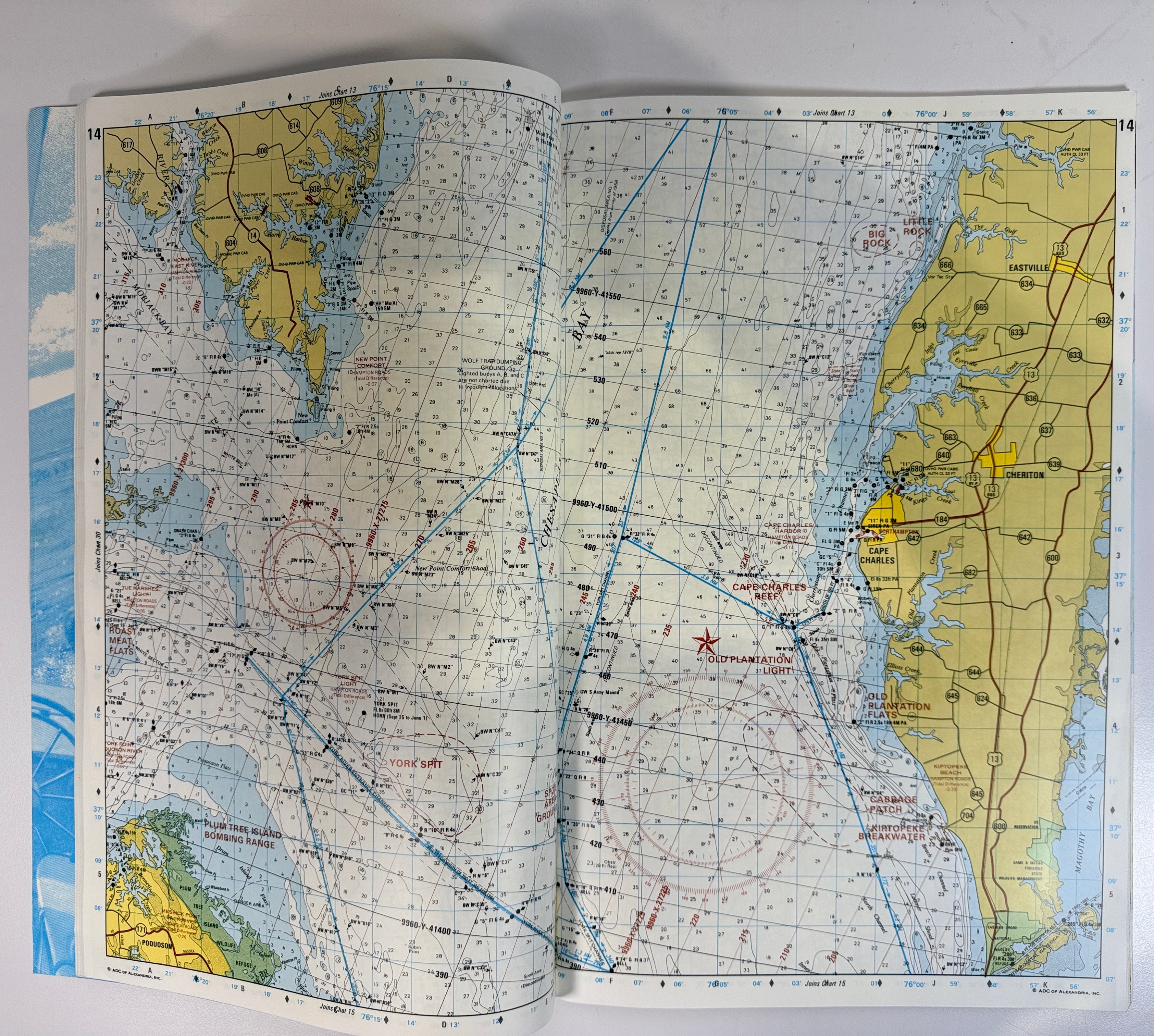Vintage ADC Chesapeake Bay waterproof chartbook softcover with nautical maps of Maryland and Virginia. Great for boating,&nbsp;