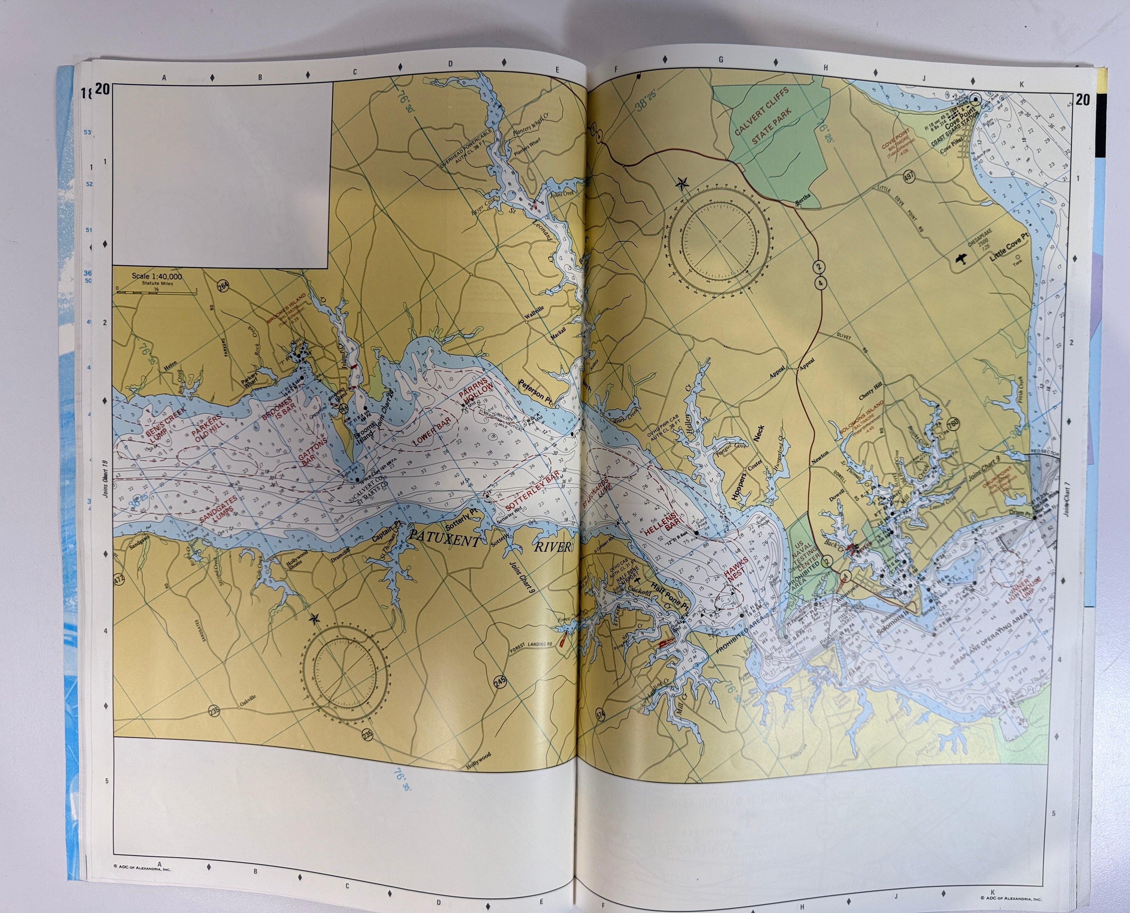 Vintage ADC Chesapeake Bay waterproof chartbook softcover with nautical maps of Maryland and Virginia. Great for boating,&nbsp;