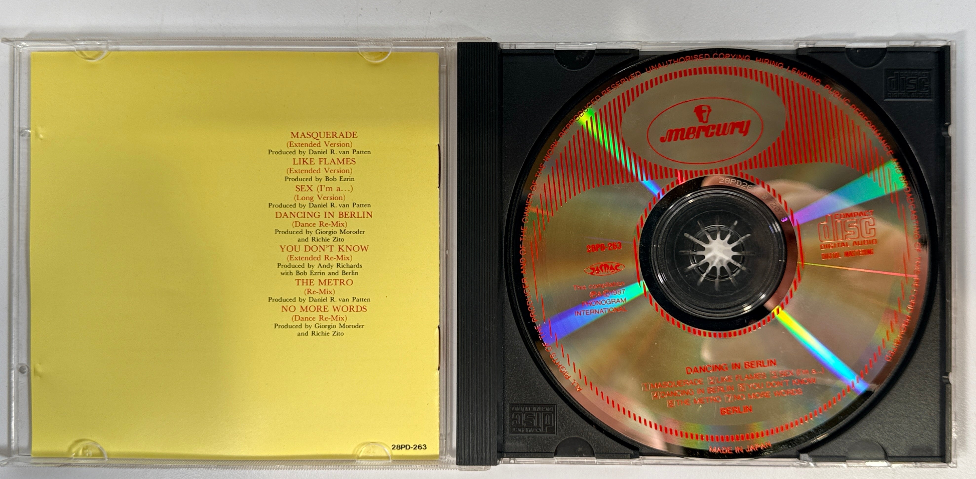 Rare Berlin Dancing In Berlin Japan import CD Mercury 28PD-263 with extended mixes and 1980s dance remixes.
