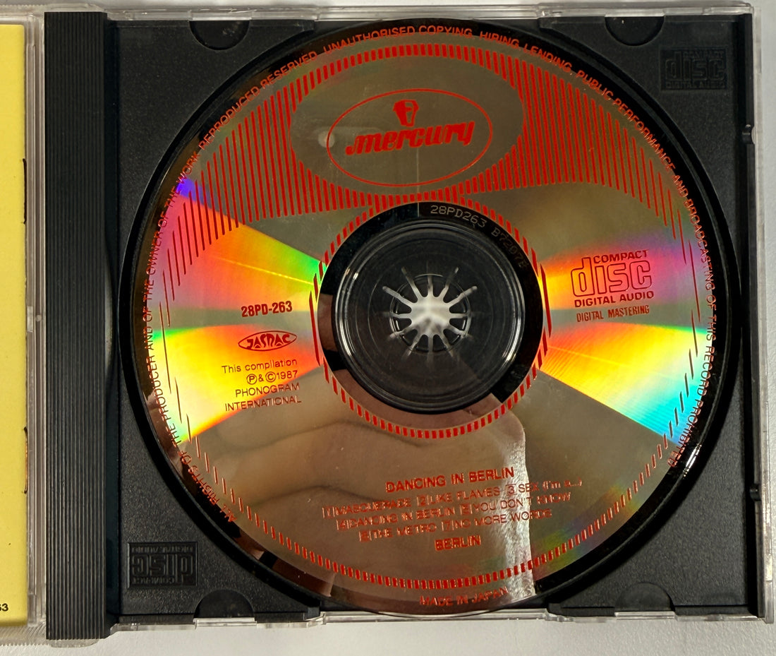 Rare Berlin Dancing In Berlin Japan import CD Mercury 28PD-263 with extended mixes and 1980s dance remixes.