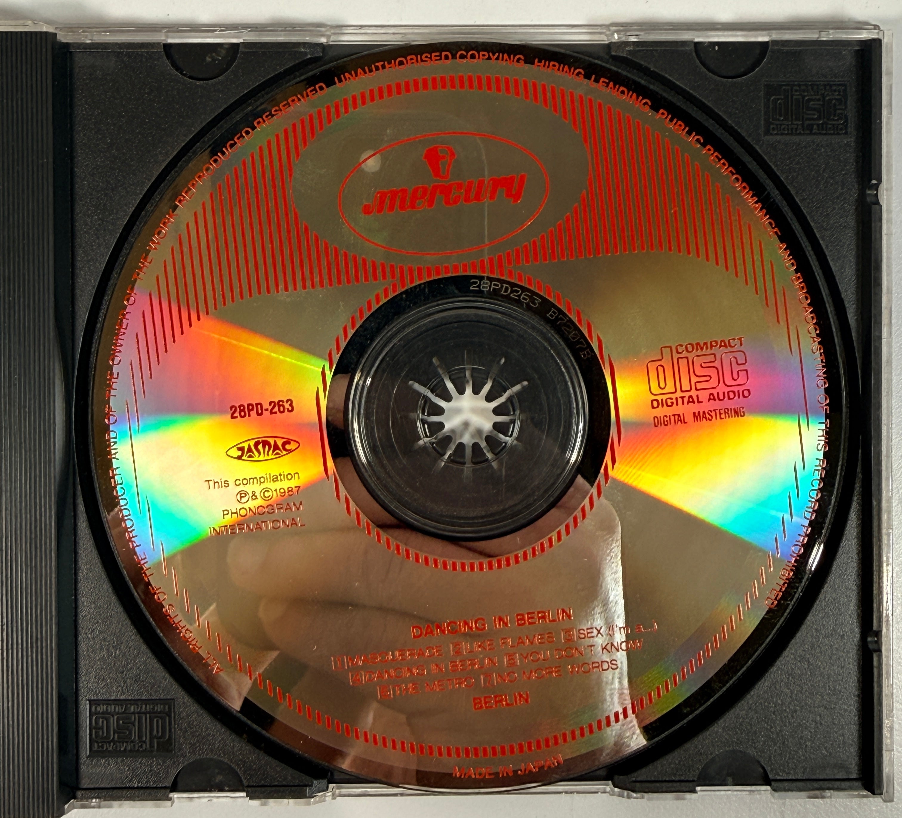 Rare Berlin Dancing In Berlin Japan import CD Mercury 28PD-263 with extended mixes and 1980s dance remixes.