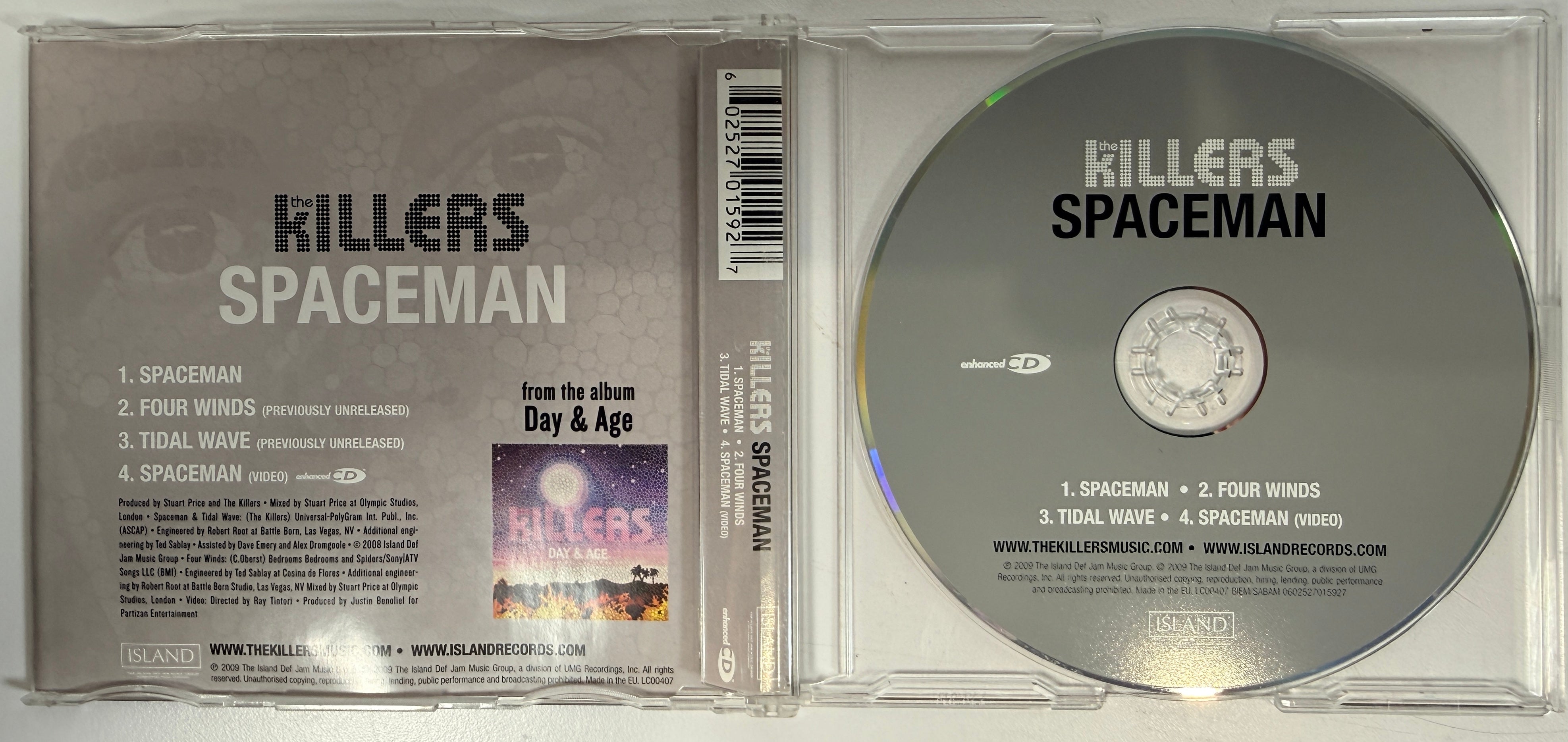 The Killers Spaceman CD single 2009 German matrix pressing with unreleased tracks Four Winds Tidal Wave and enhanced video collectible CD.