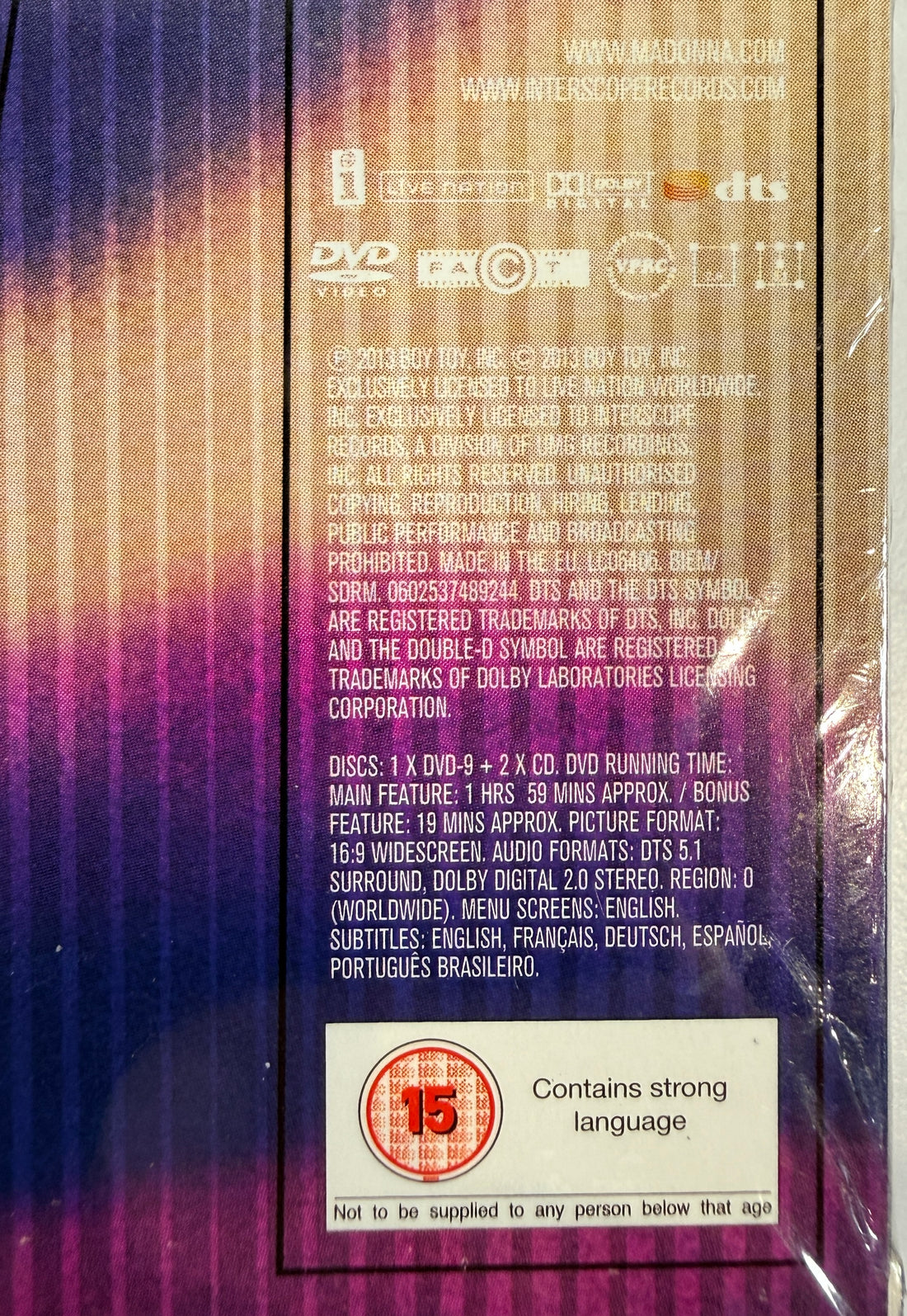 Madonna MDNA World Tour deluxe DVD + 2CD set with collector digipak packaging. Complete live concert edition with bonus content and worldwide region DVD.