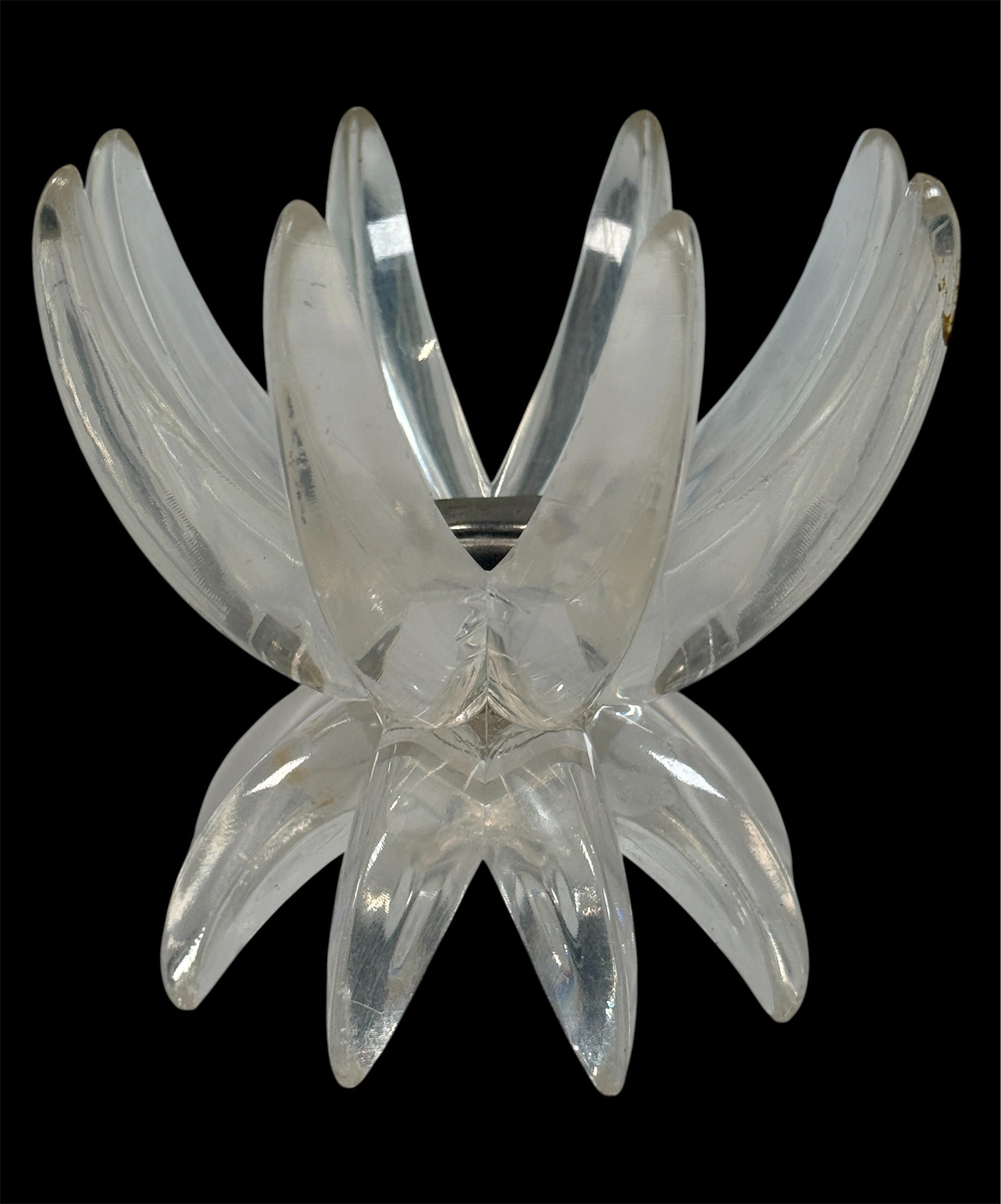 Bougeoir Lotus Vintage en Lucite d'Allemagne de l'Ouest, Floral Transparent.