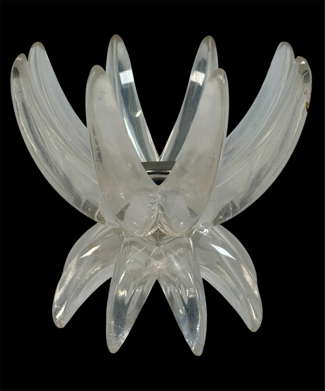 Bougeoir Lotus Vintage en Lucite d'Allemagne de l'Ouest, Floral Transparent.