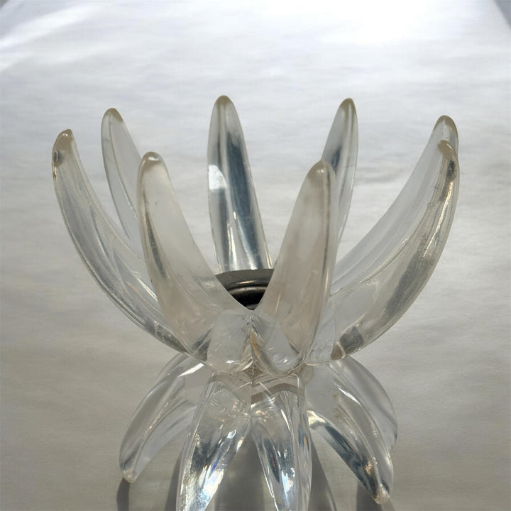 Vintage West German Lucite Lotus Candle Holder, Clear Floral.
