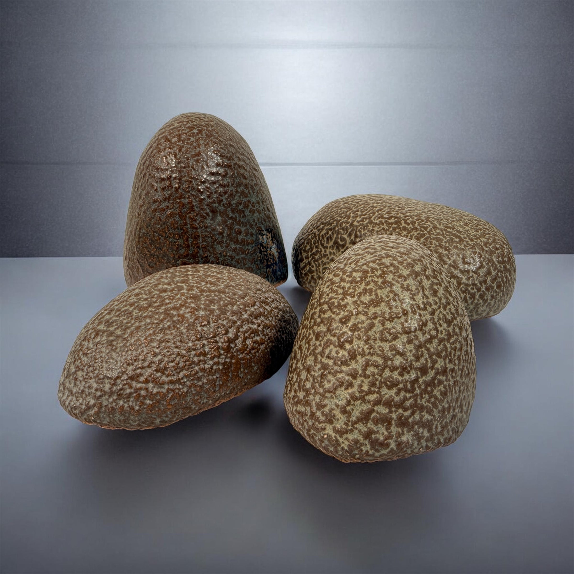 Vintage Sculptural Nesting Pebble Vessels, Studio Pottery Set of 4.