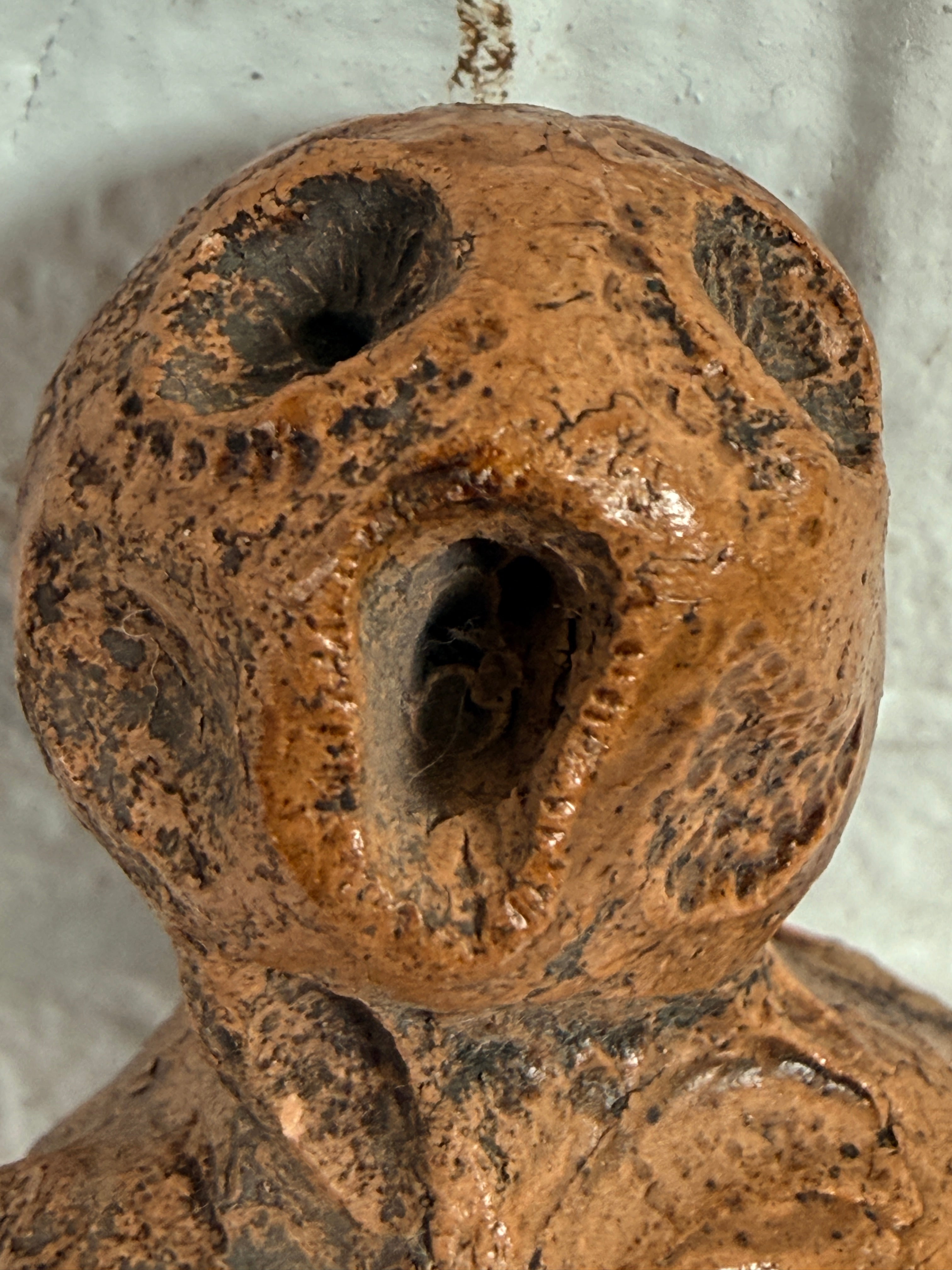 Mid century brutalist female sculpture with abstract nude form. Handmade studio art figure in earthy patina finish, ideal for modernist décor collectors.