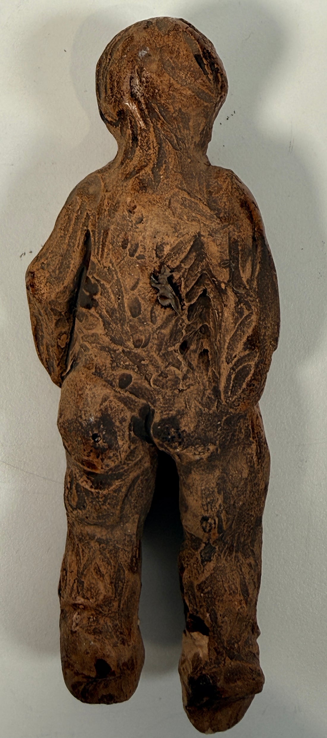 Mid century brutalist female sculpture with abstract nude form. Handmade studio art figure in earthy patina finish, ideal for modernist décor collectors.