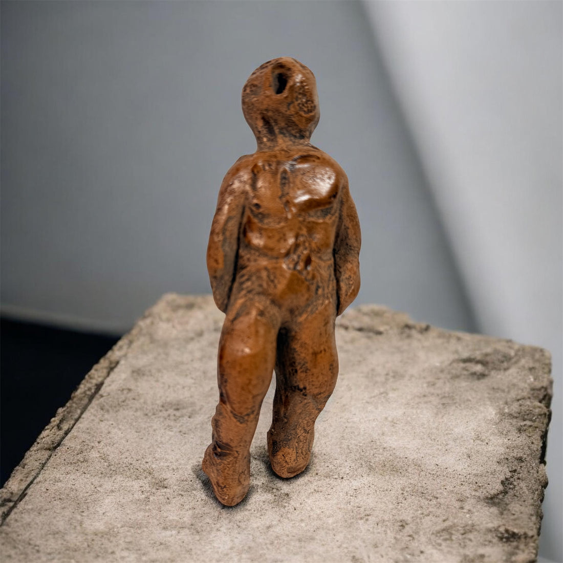 Mid century brutalist female sculpture with abstract nude form. Handmade studio art figure in earthy patina finish, ideal for modernist décor collectors.
