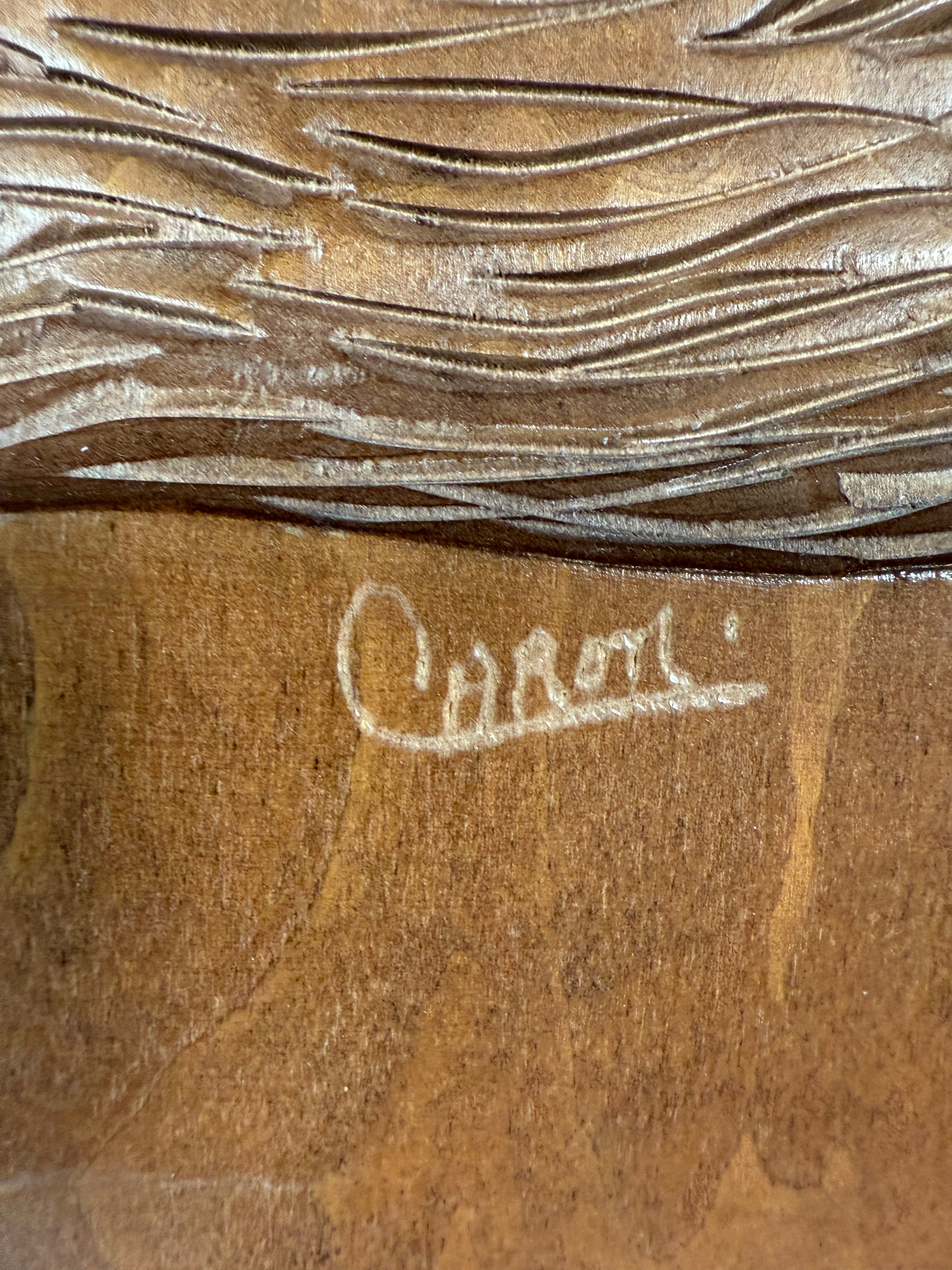 Vintage Quebec Wood Carving – Canoe Woman – Signed Caron – St-Jean-Port-Joli Folk Art