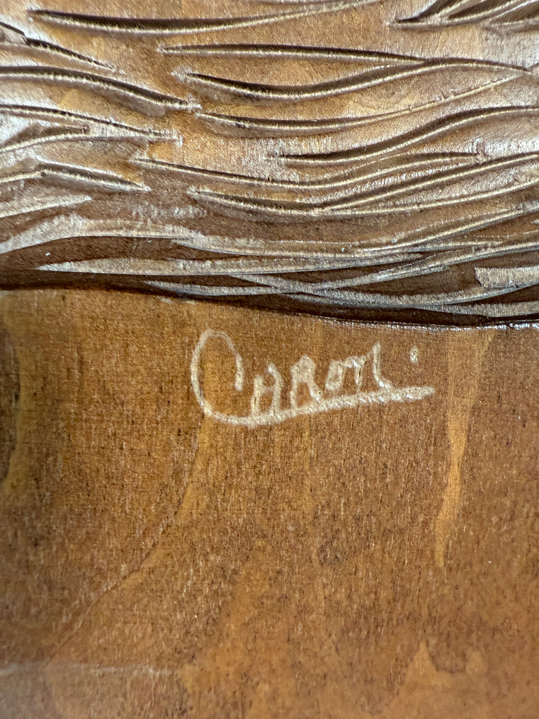 Vintage Quebec Wood Carving – Canoe Woman – Signed Caron – St-Jean-Port-Joli Folk Art