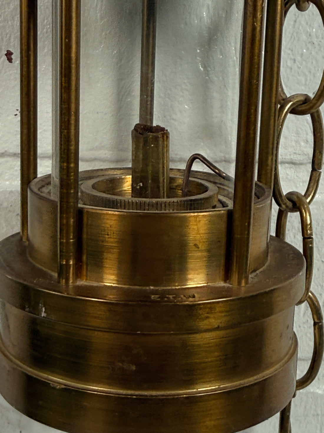 Lampe de mineur galloise vintage, laiton cambrien Thomas Williams, Pays de Galles.
